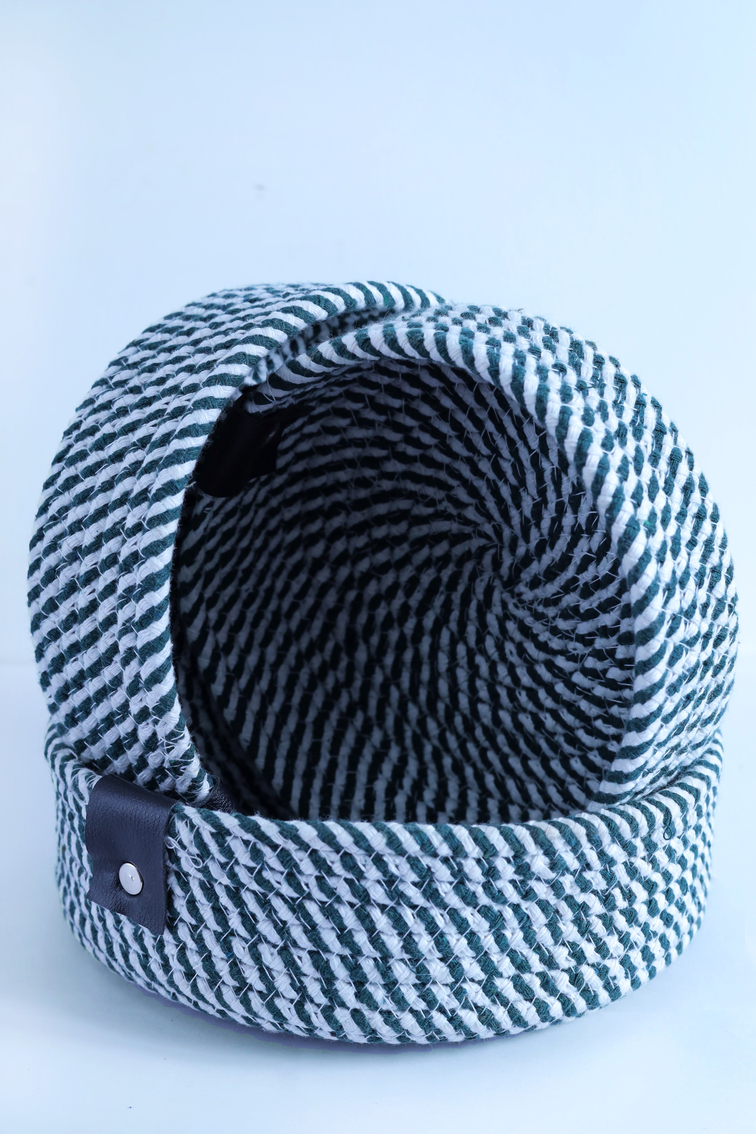 EcoWeave 3-Piece Green & White Rope Storage Basket Set