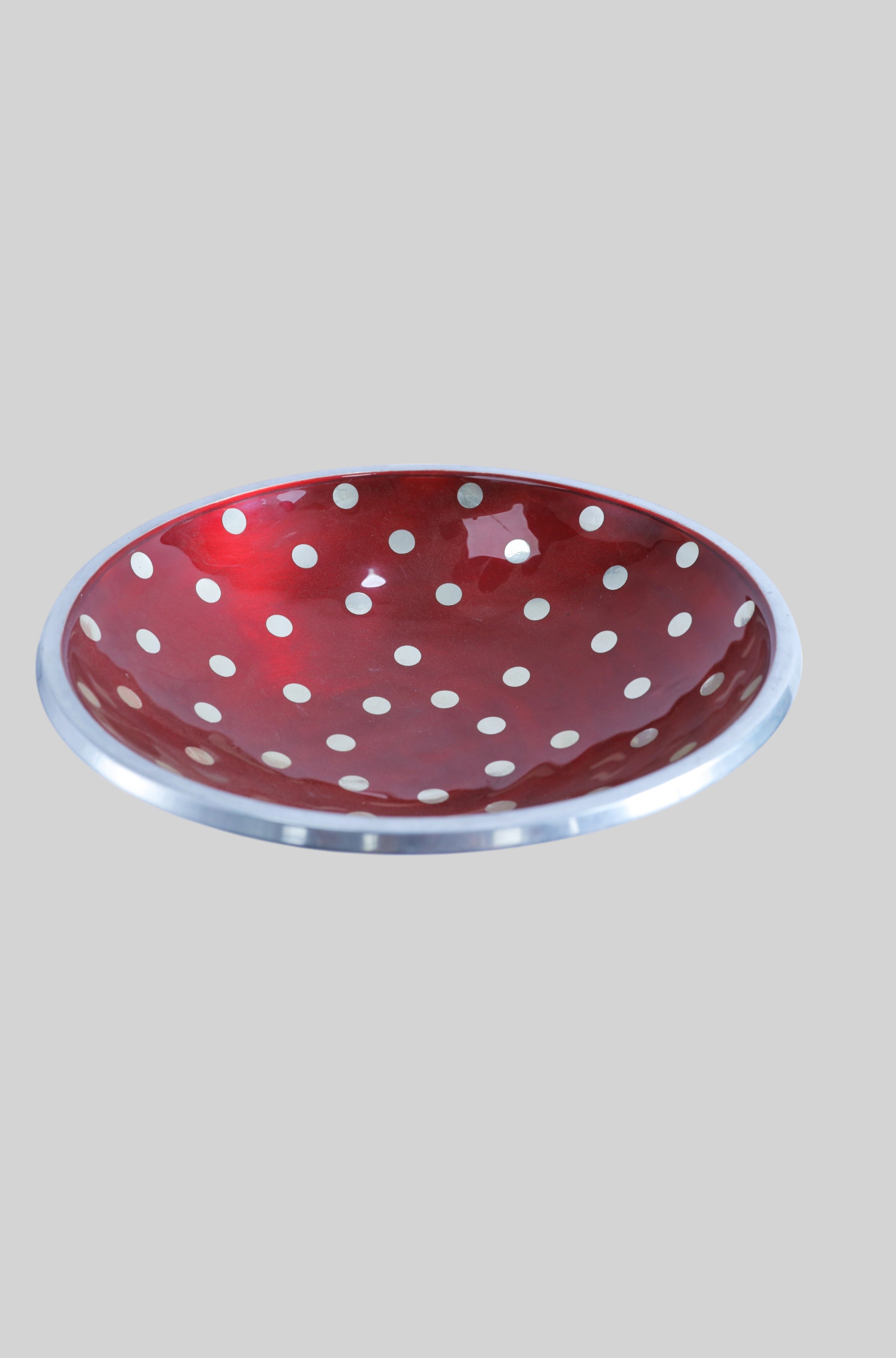 Vibrant Bloom Red Polka Dots Aluminum Elegance Urli Bowl
