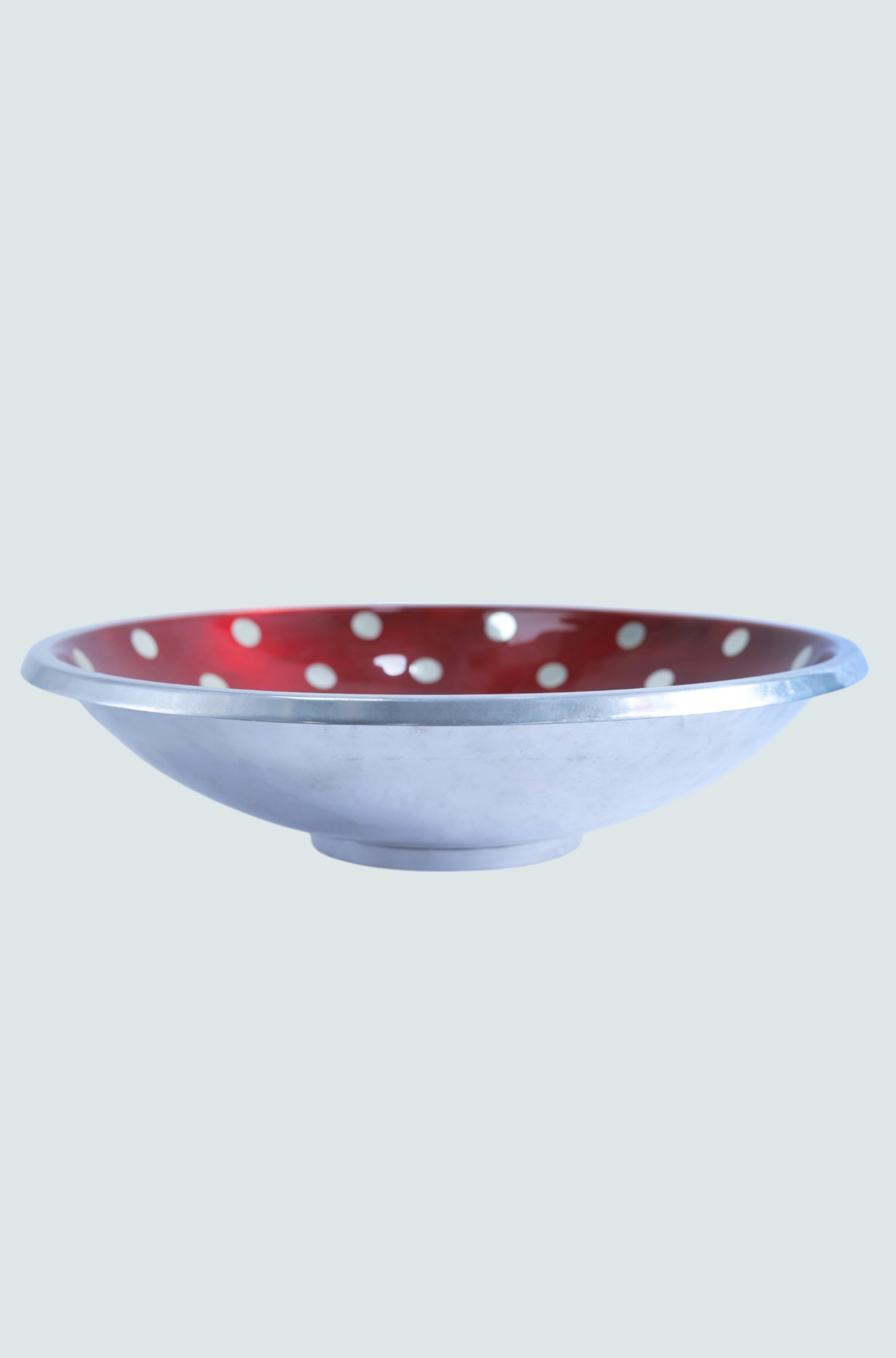 Vibrant Bloom Red Polka Dots Aluminum Elegance Urli Bowl