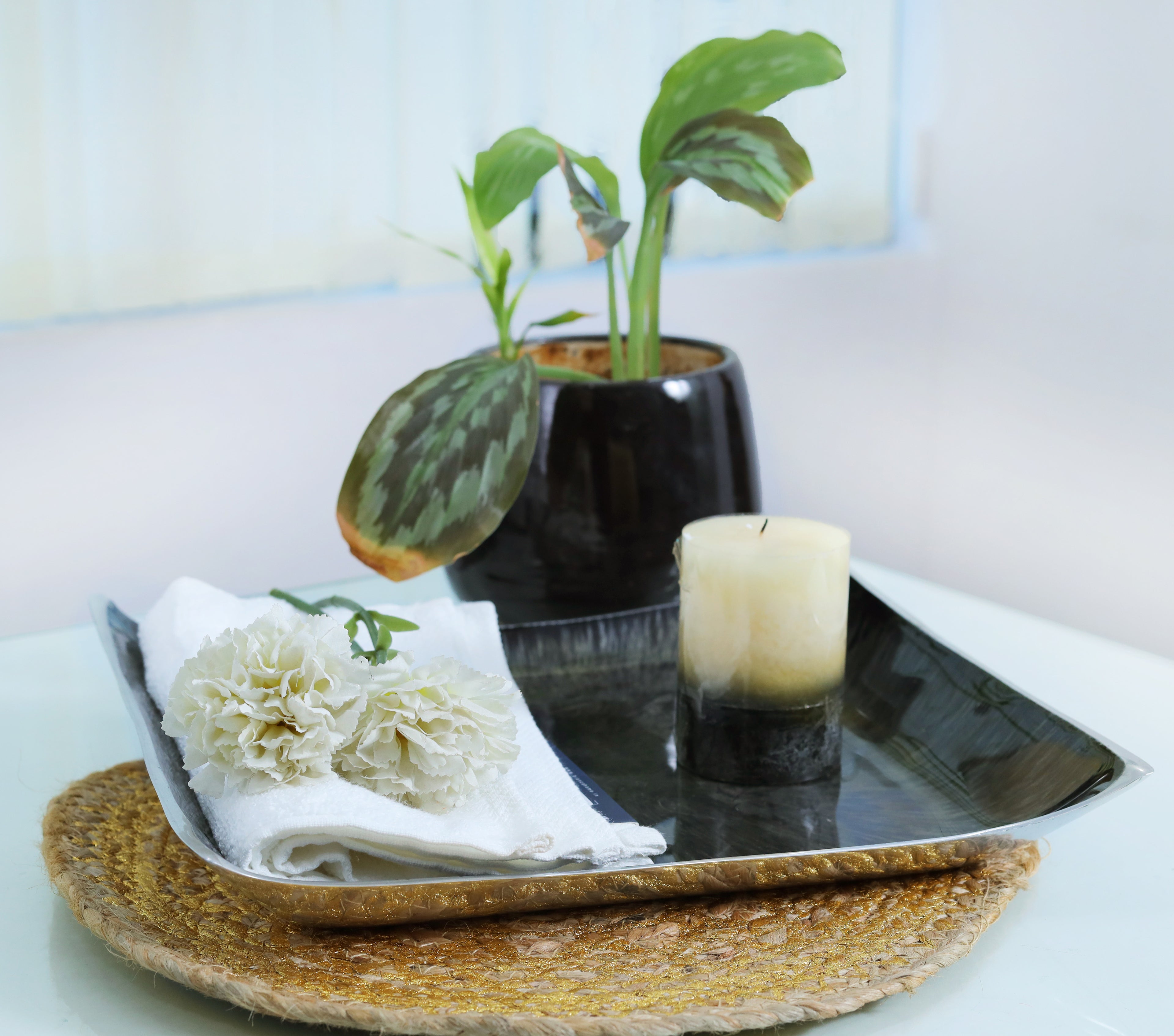 Olive Radiance Aluminium Metal Rust-Free Tray