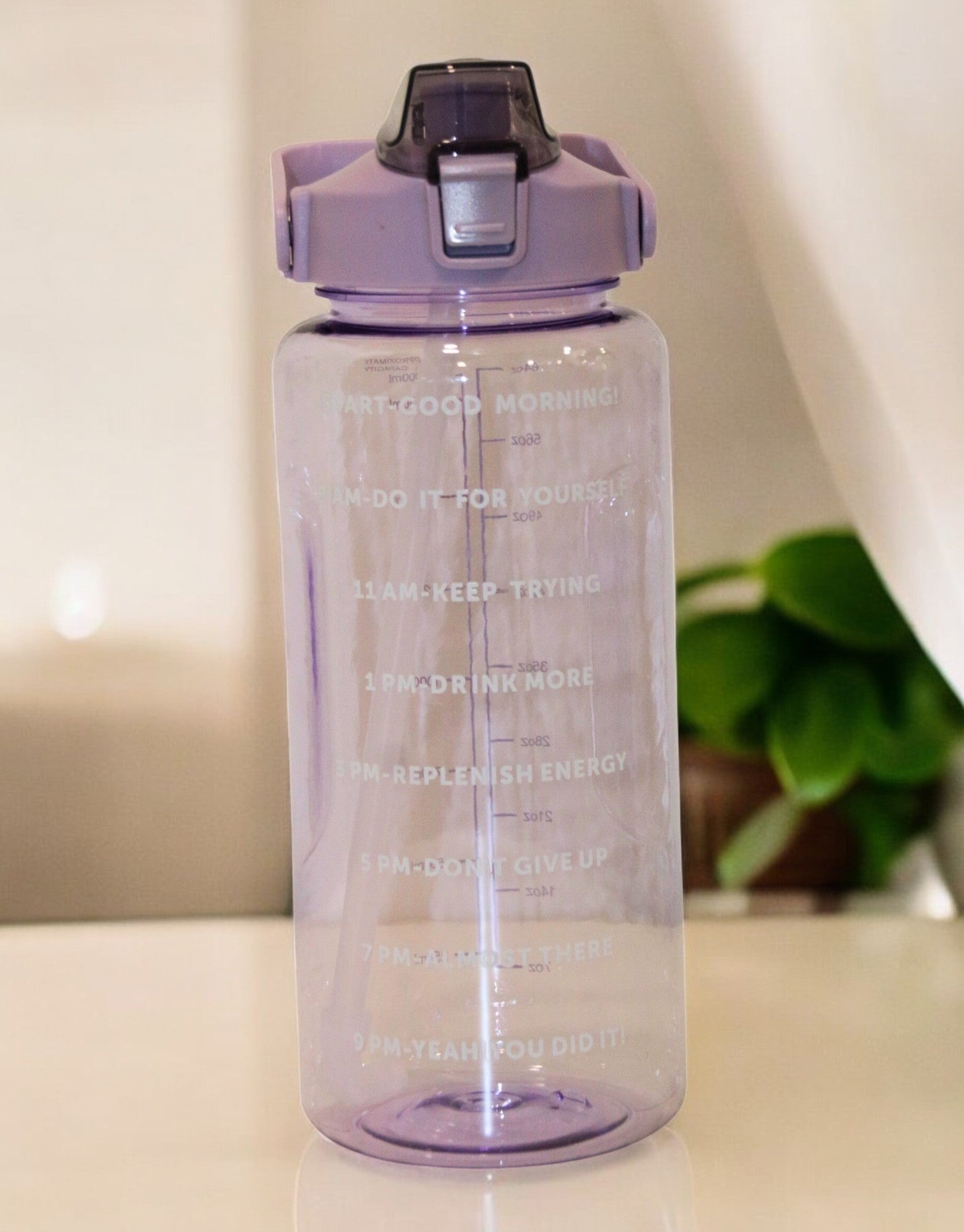 Purple 2-Ltr Sports Water Bottle Leak Proof with Handle and Straw