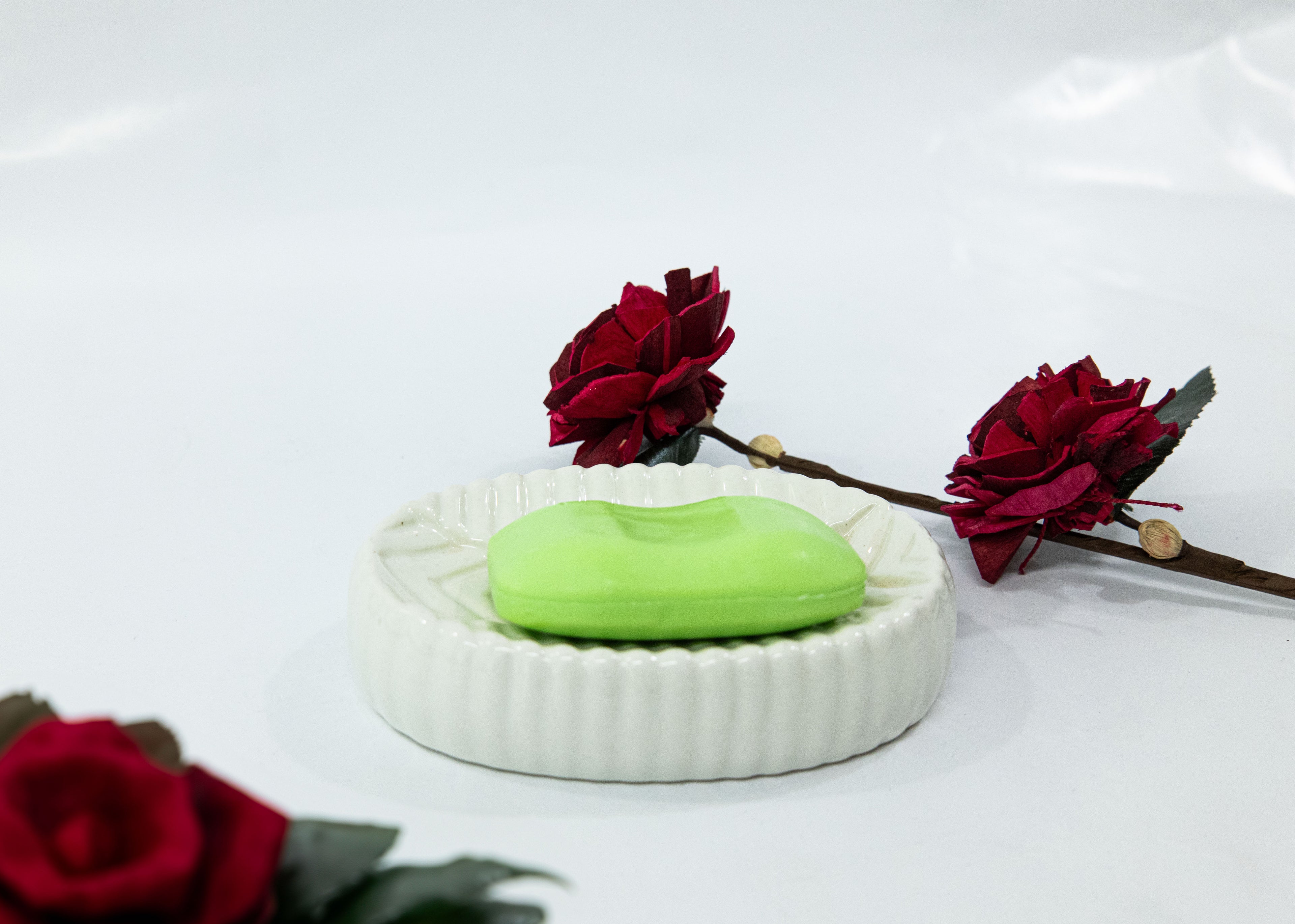 Elegant Glossy Ceramic White Soap Dish Tray