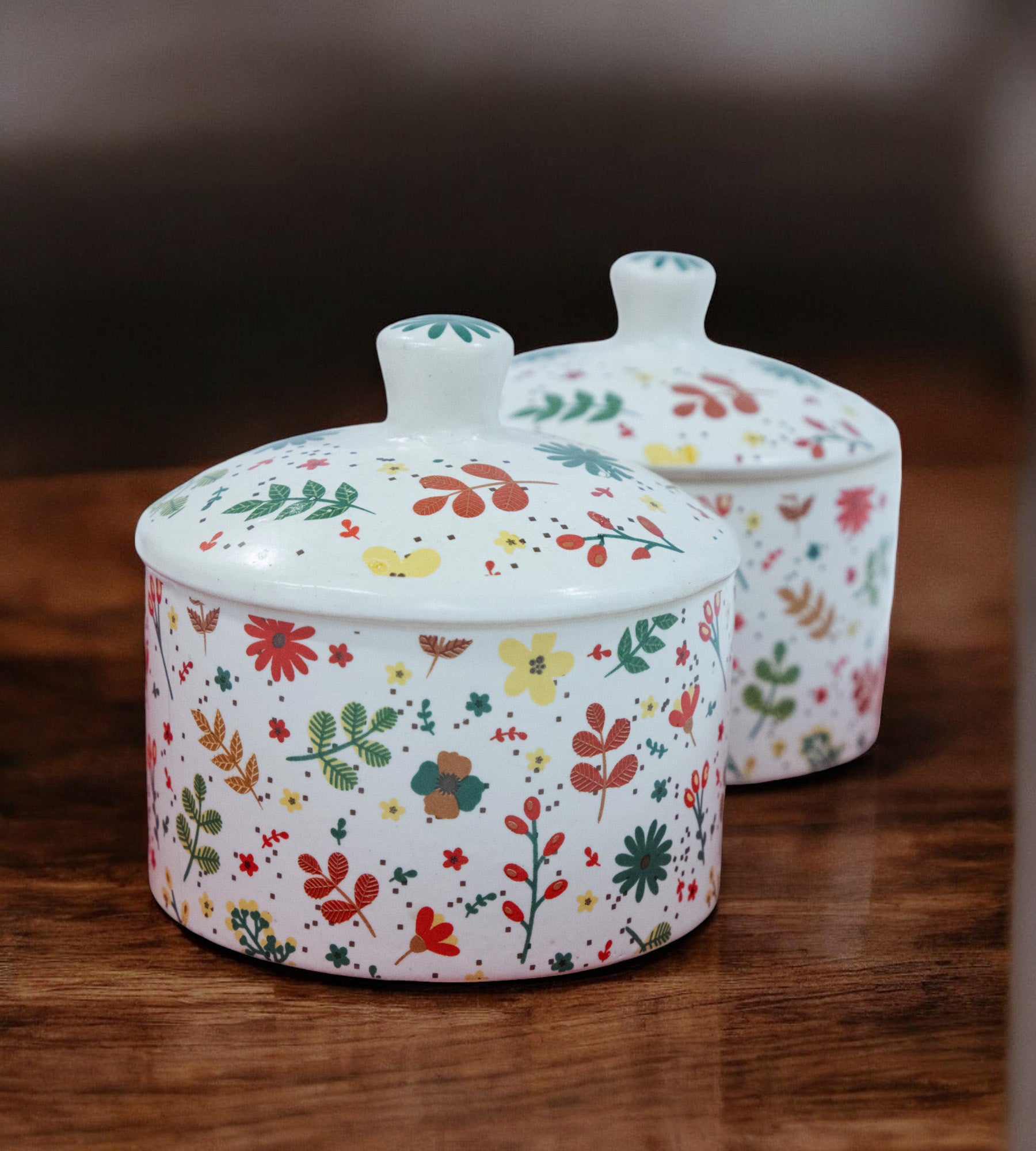 Versatile Ceramic Chutney & Pickle Jar With Lid - Set of 2