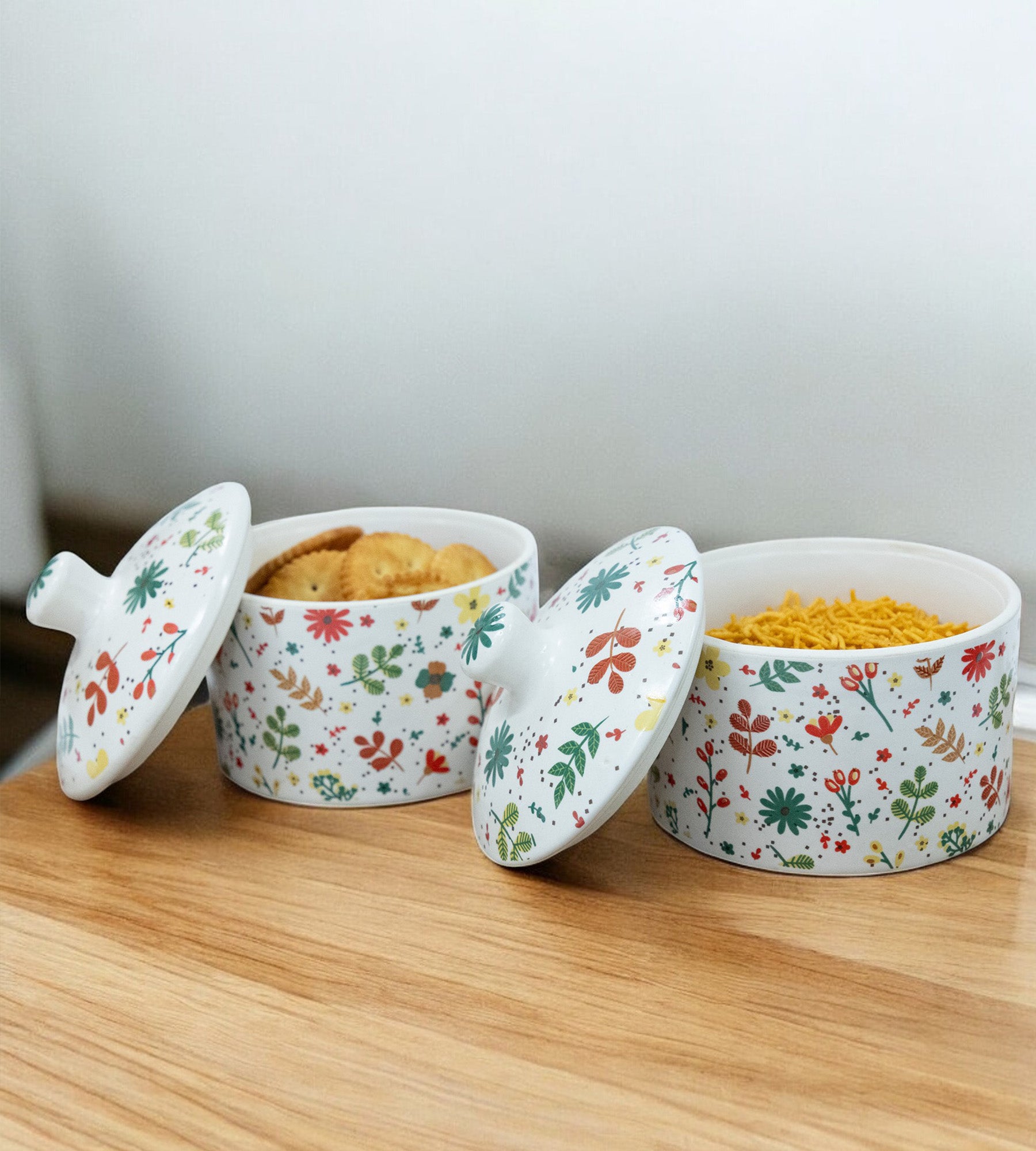 Versatile Ceramic Chutney & Pickle Jar With Lid - Set of 2