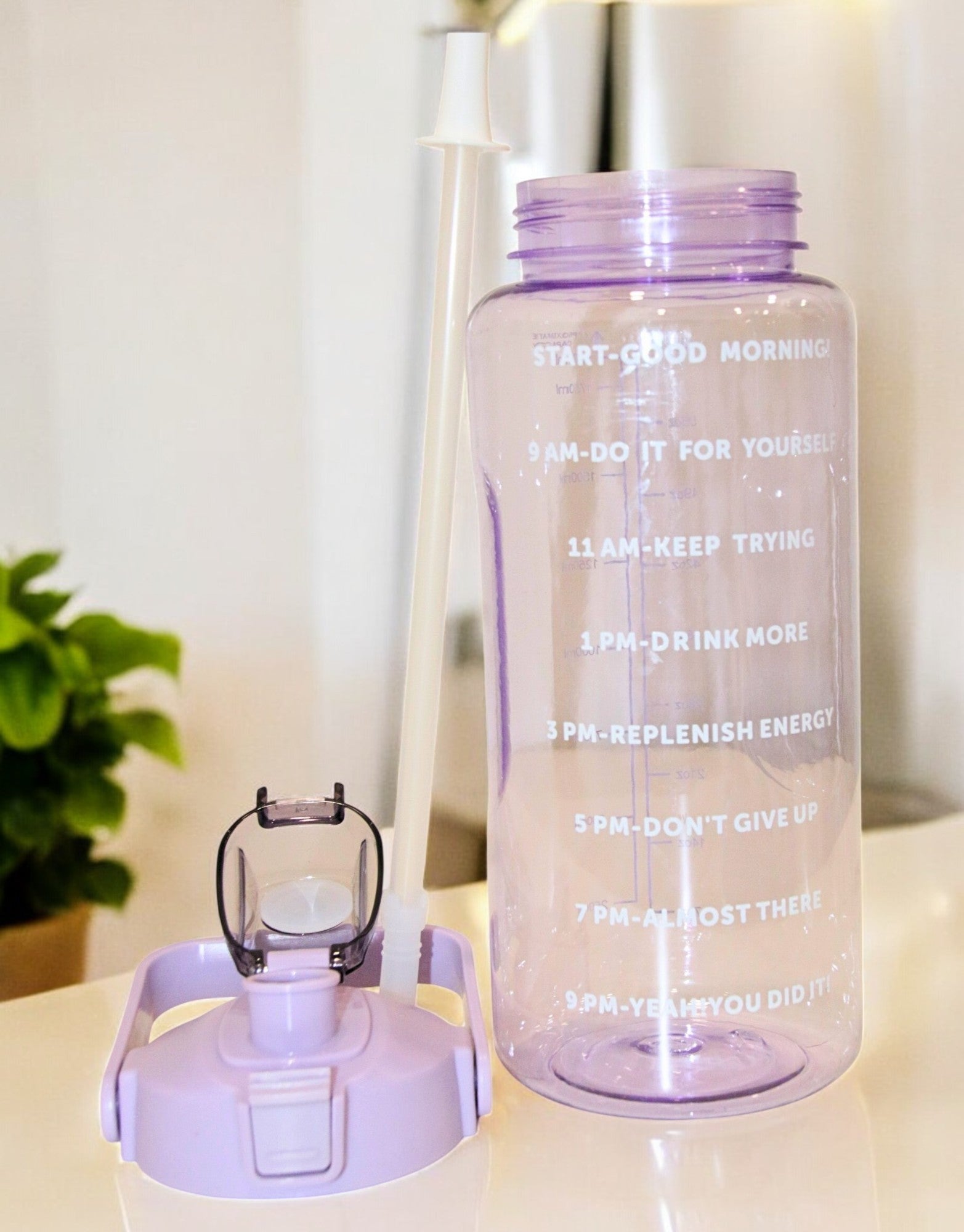 Purple 2-Ltr Sports Water Bottle Leak Proof with Handle and Straw