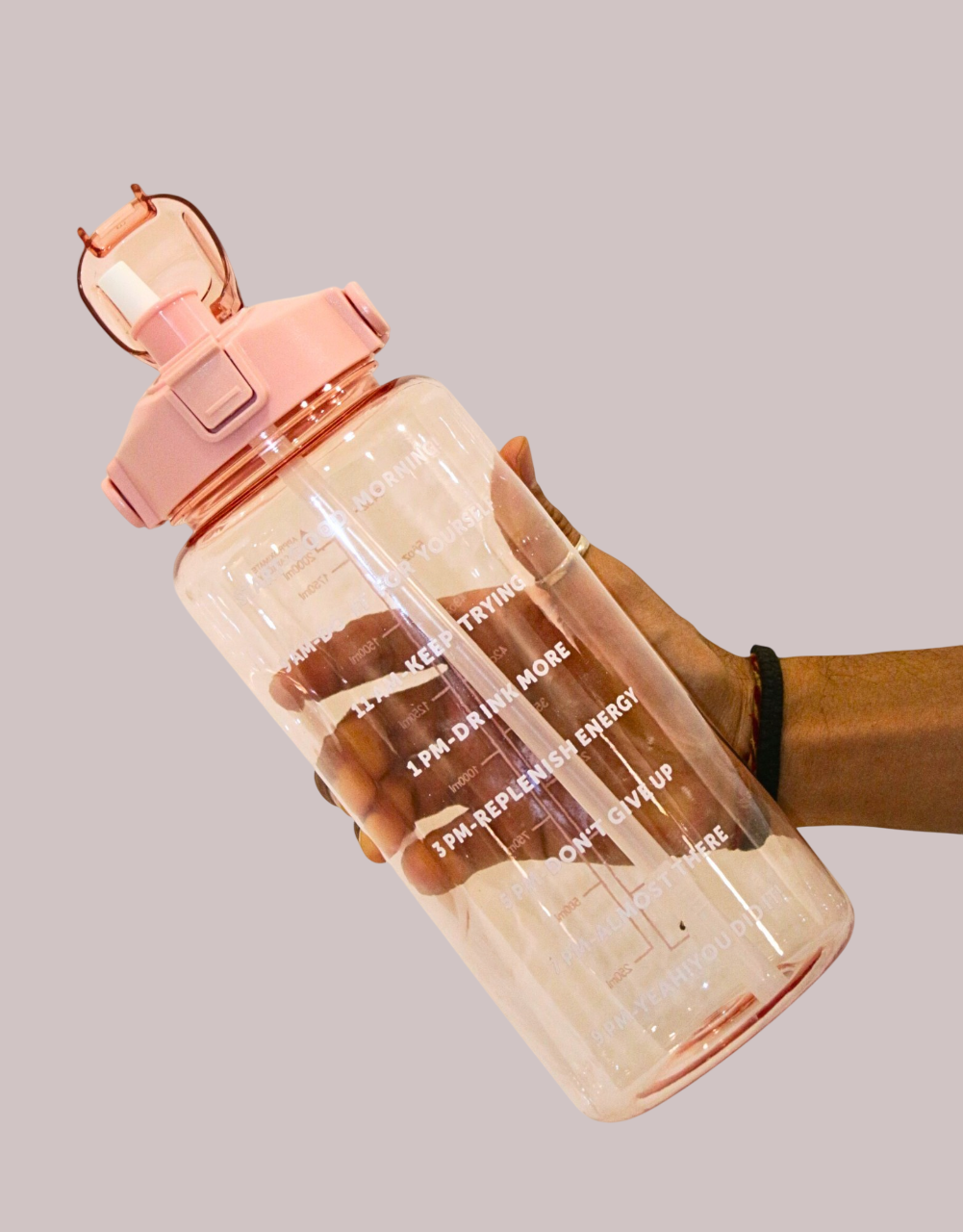Pink 2-Ltr Sports Water Bottle Leak Proof with Handle and Straw