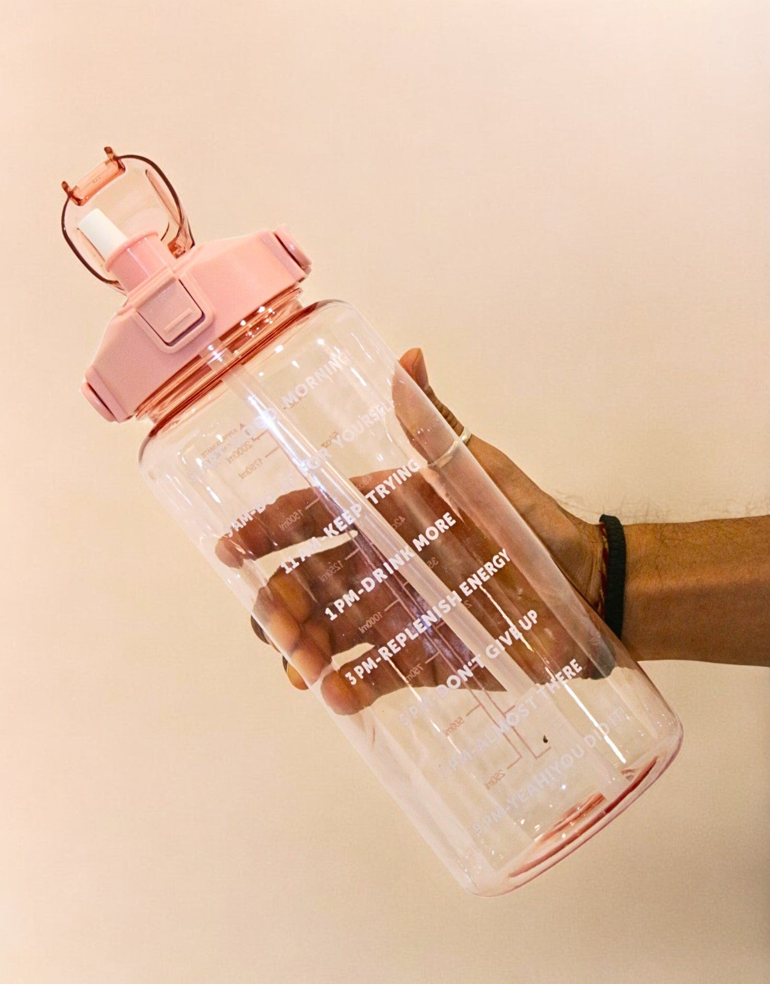 Pink 2-Ltr Sports Water Bottle Leak Proof with Handle and Straw
