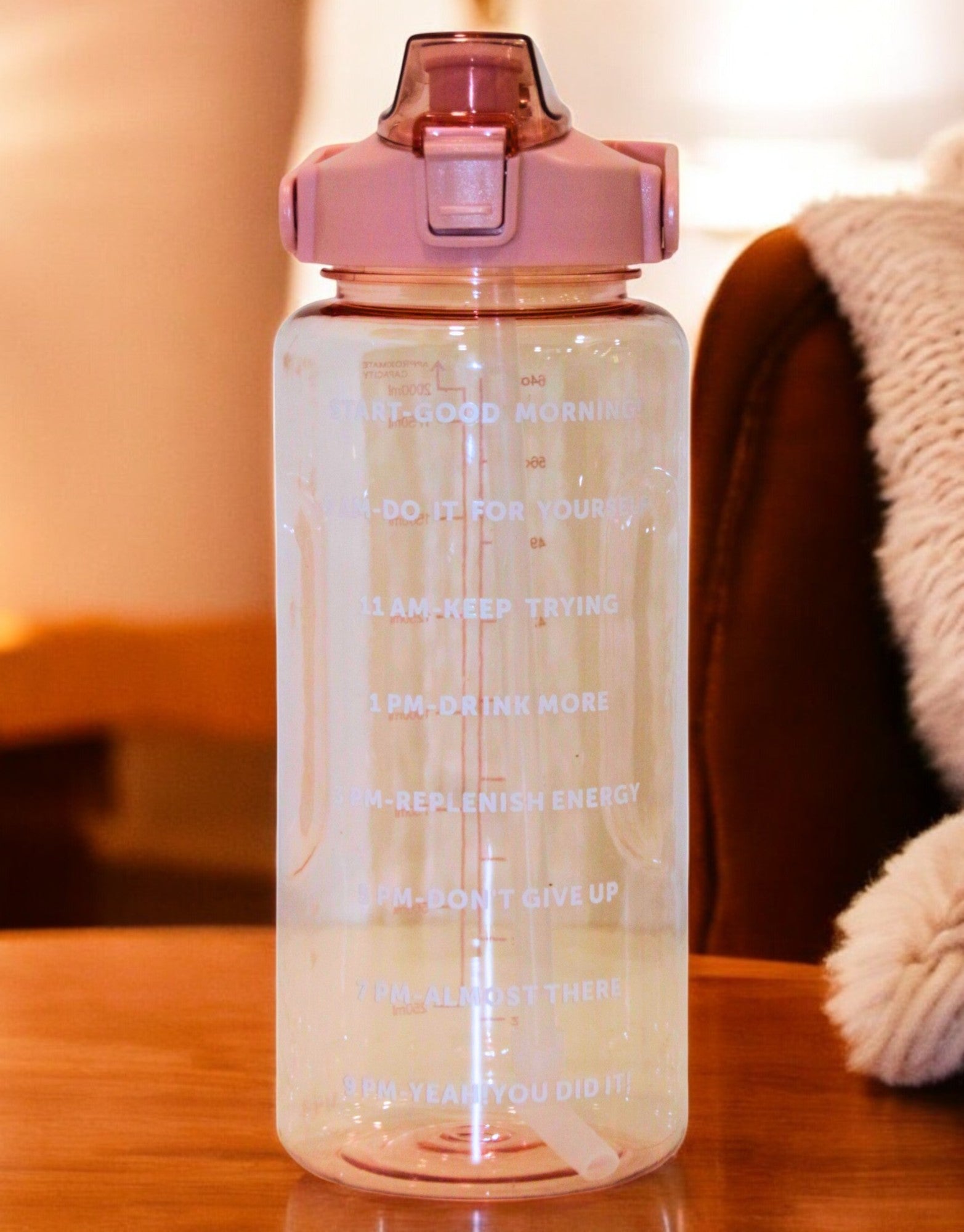 Pink 2-Ltr Sports Water Bottle Leak Proof with Handle and Straw