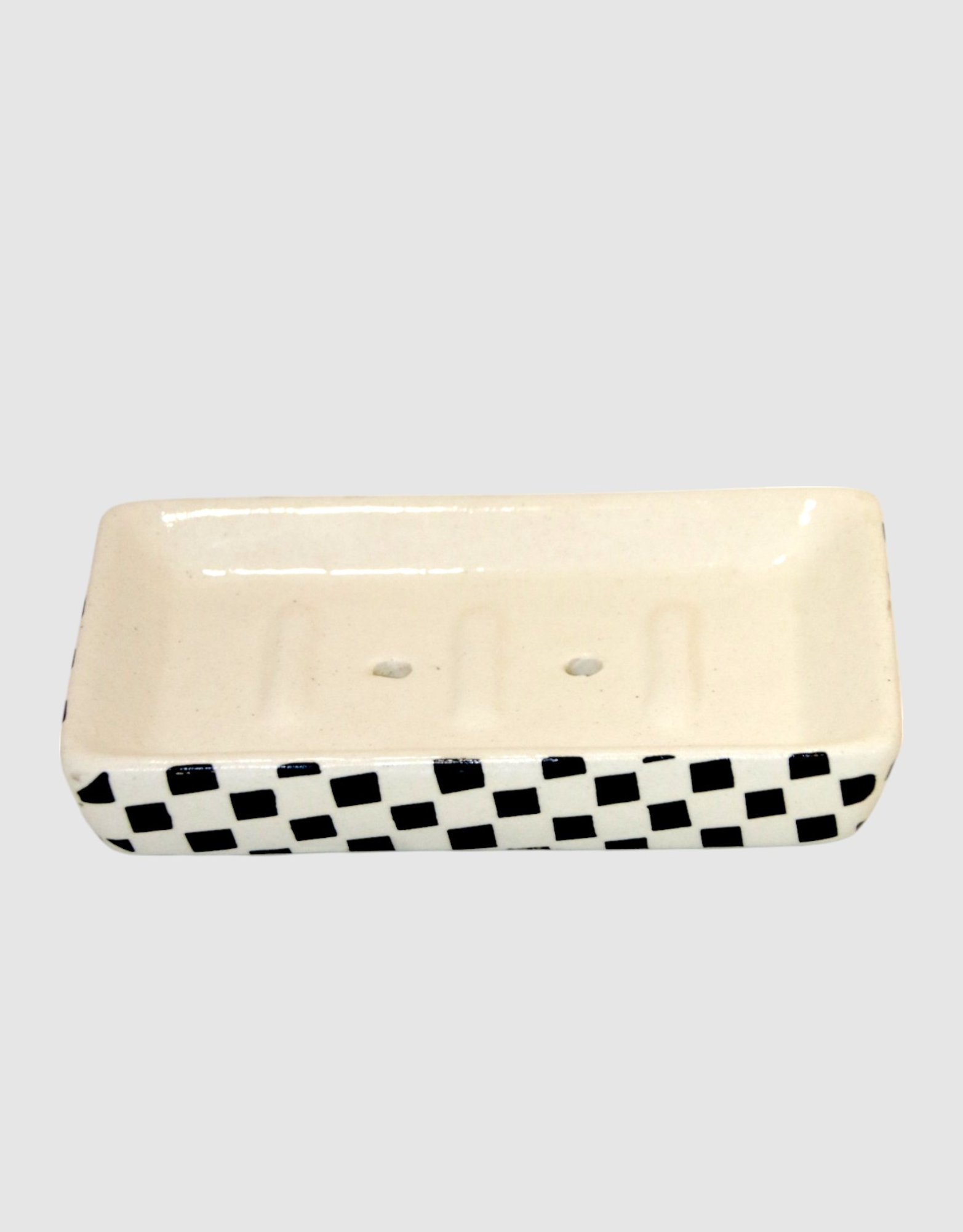 Ceramic Black & White Diamond Paint Bath Set of 3