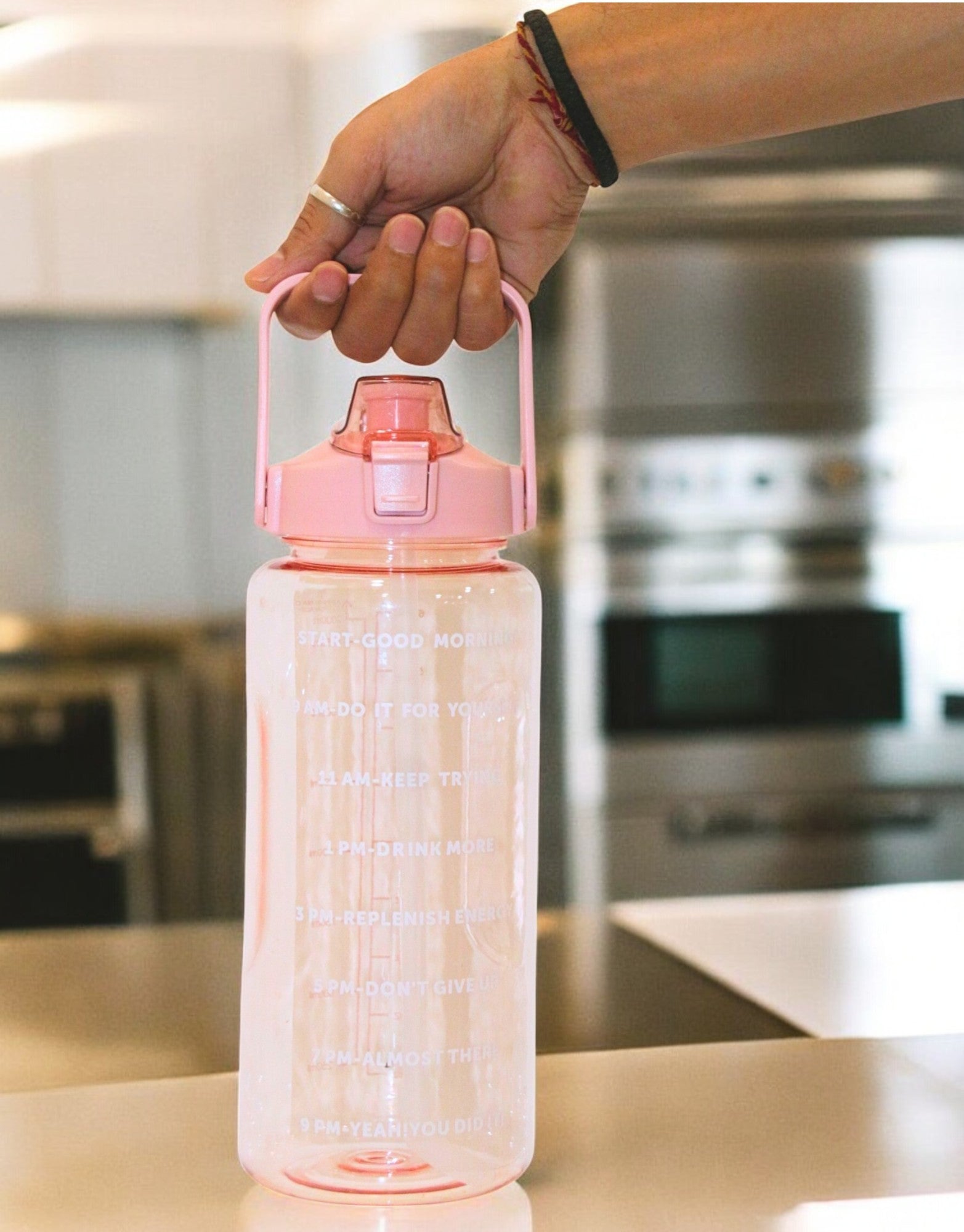 Pink 2-Ltr Sports Water Bottle Leak Proof with Handle and Straw