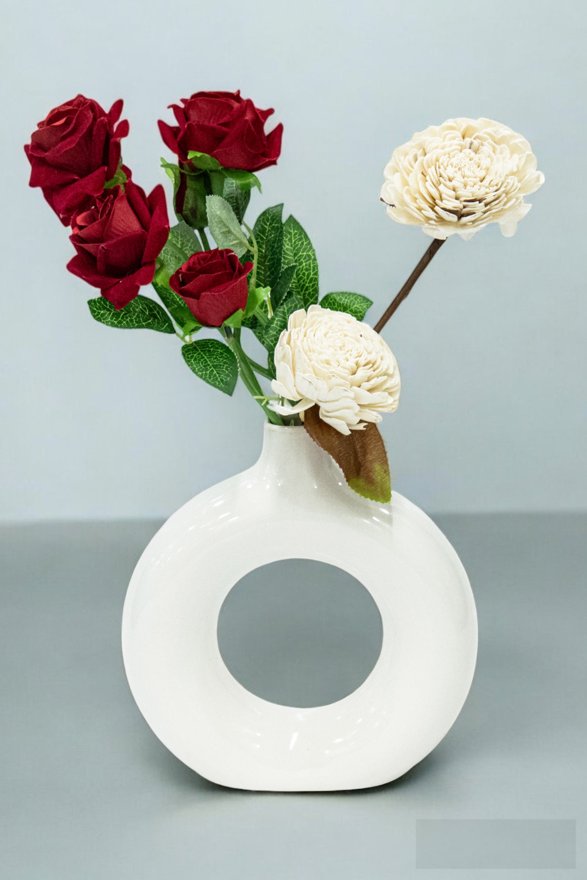 Artificial Red & White Rose Flower Bunches