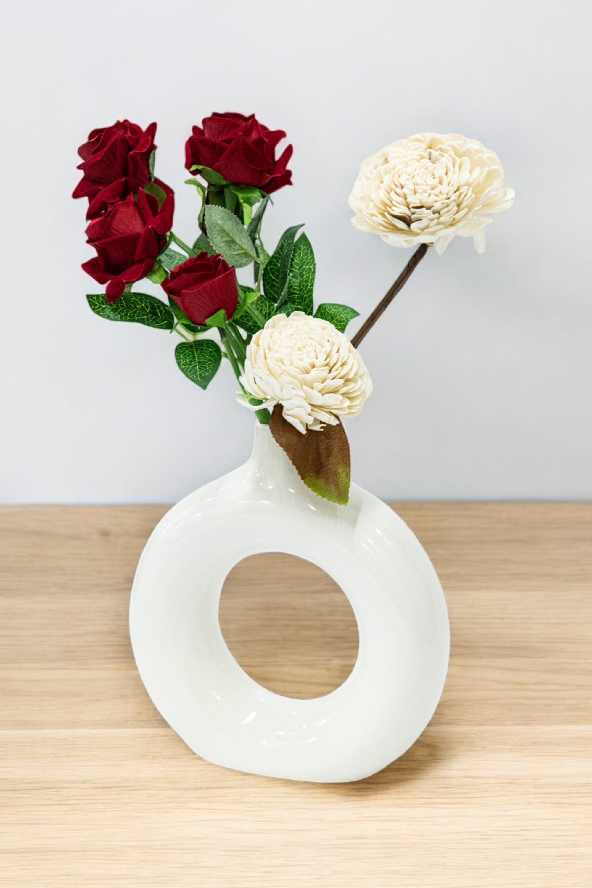 Artificial Red & White Rose Flower Bunches