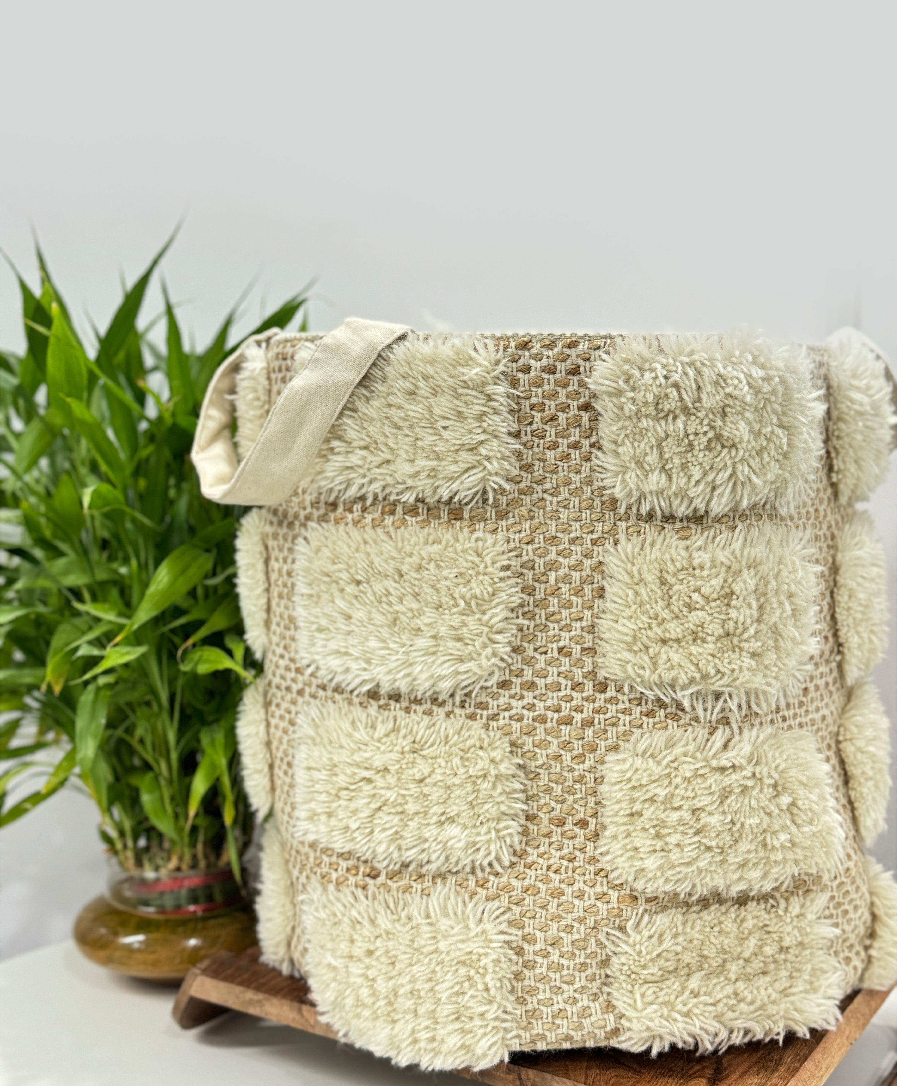 Beige Pom Pom HandBag For Women