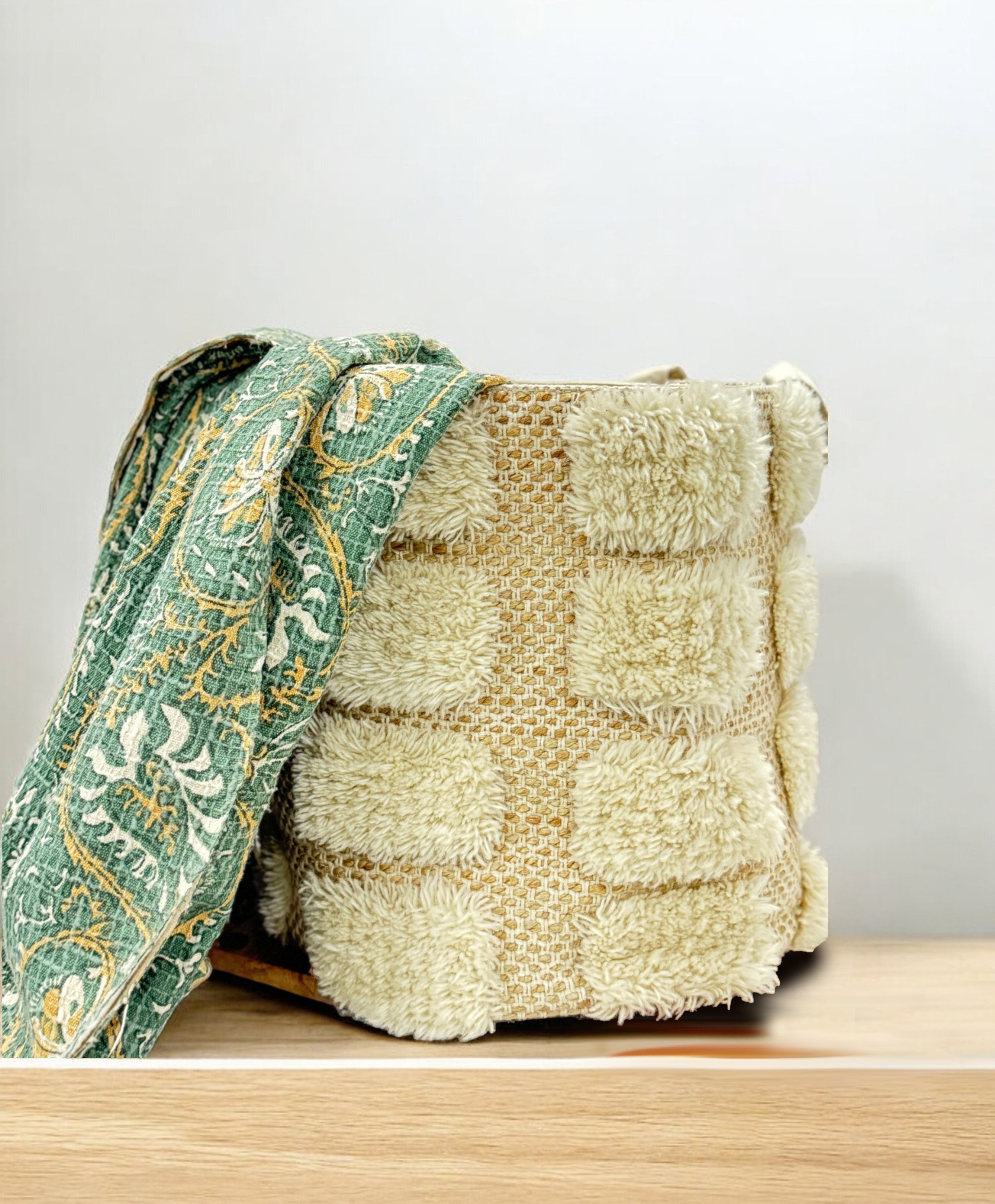 Beige Pom Pom HandBag For Women