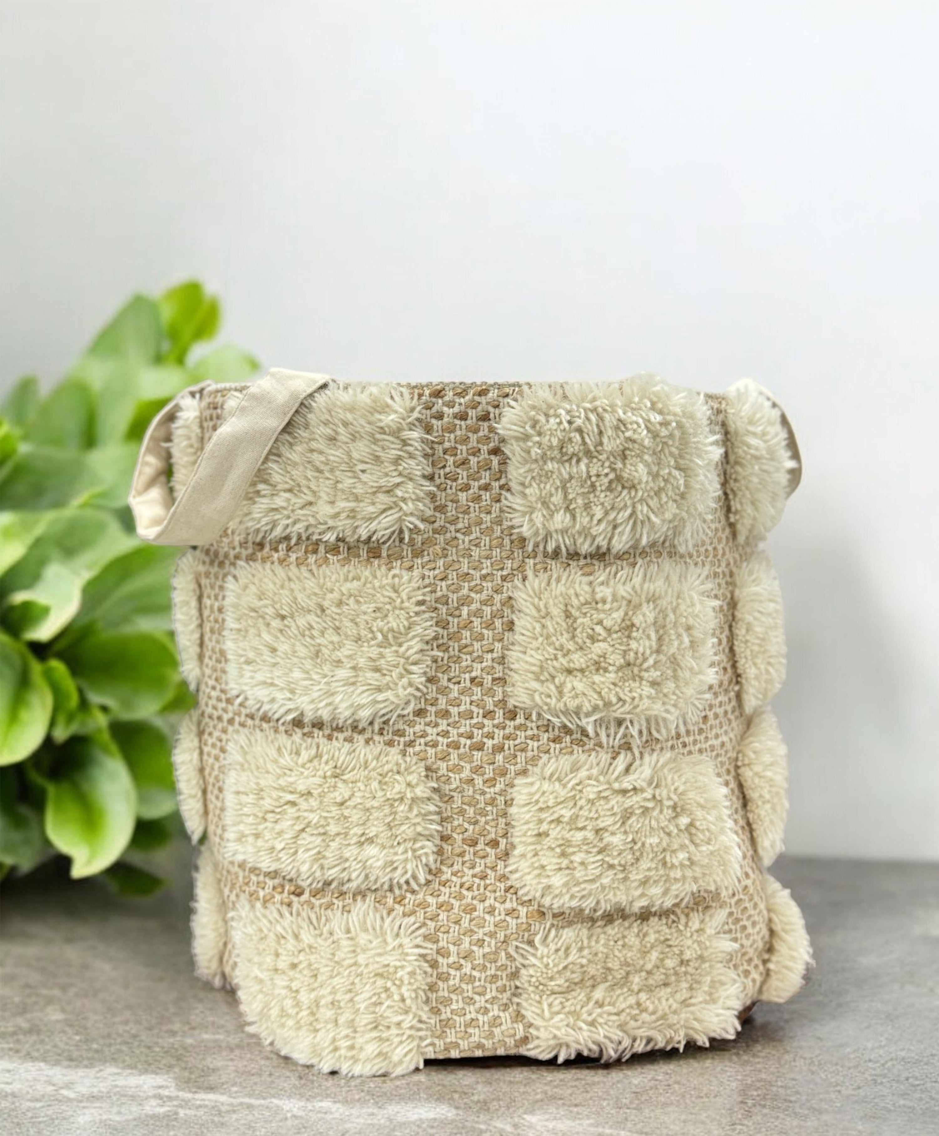 Beige Pom Pom HandBag For Women