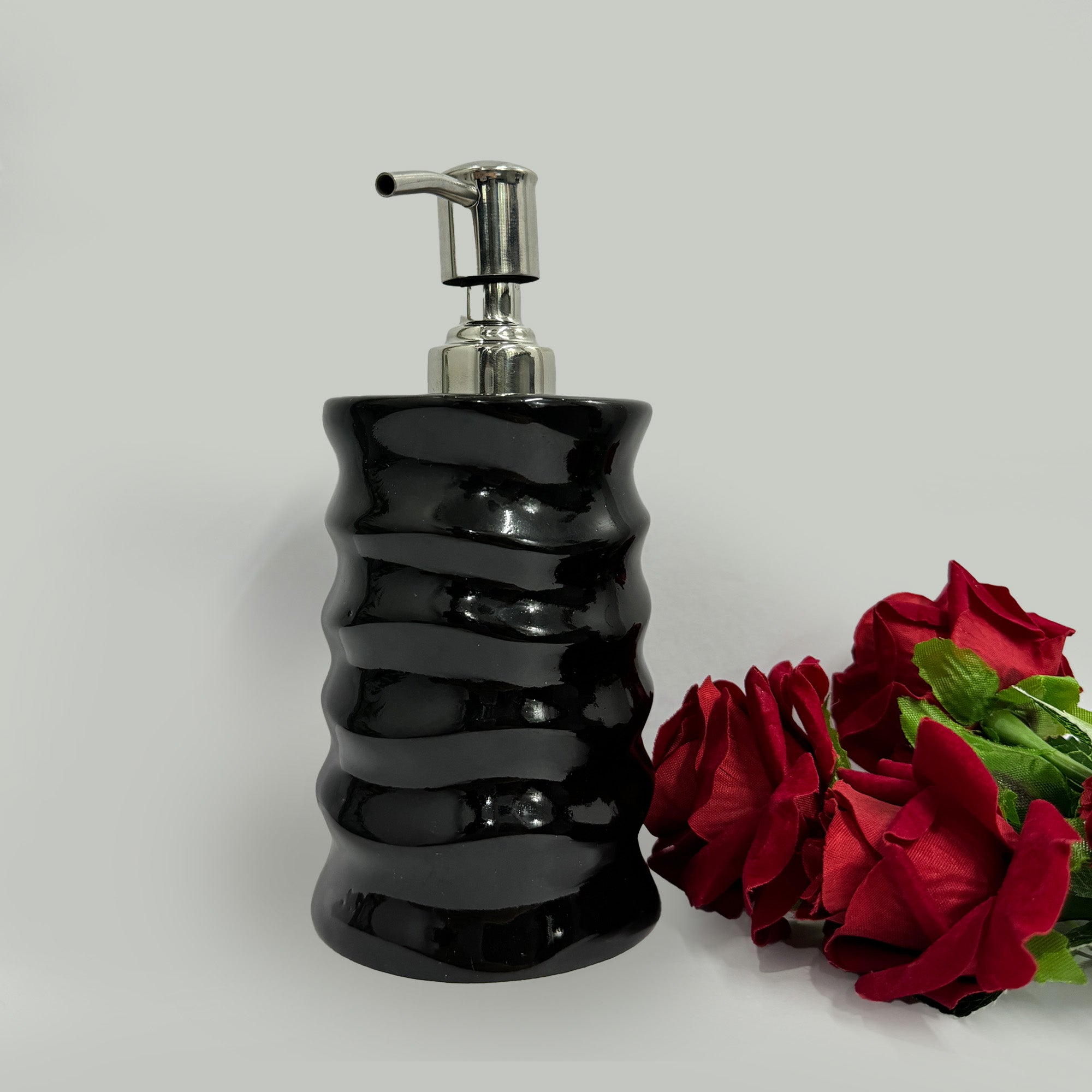 Refillable Ceramic Black Hand Soap Dispenser with Pump
