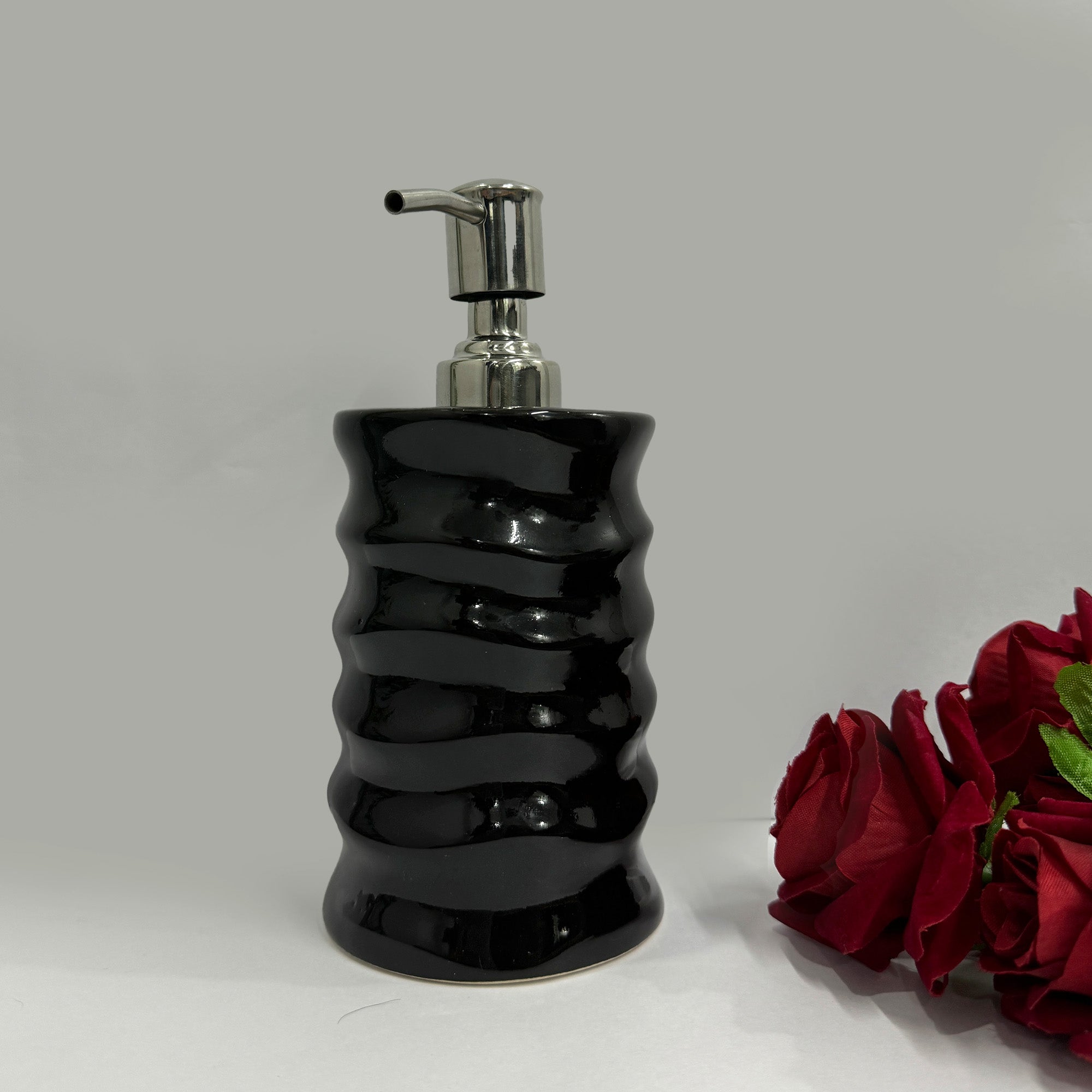 Refillable Ceramic Black Hand Soap Dispenser with Pump