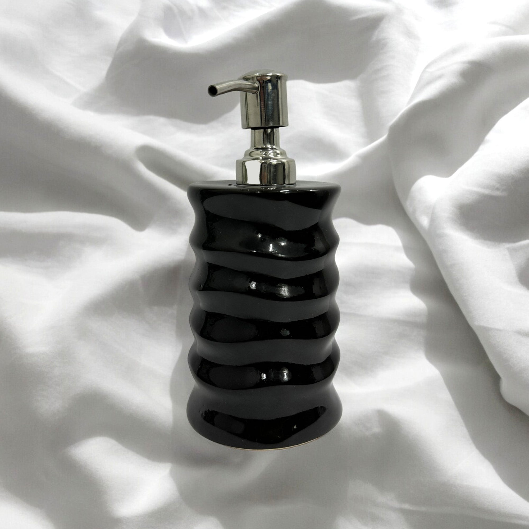 Refillable Ceramic Black Hand Soap Dispenser with Pump