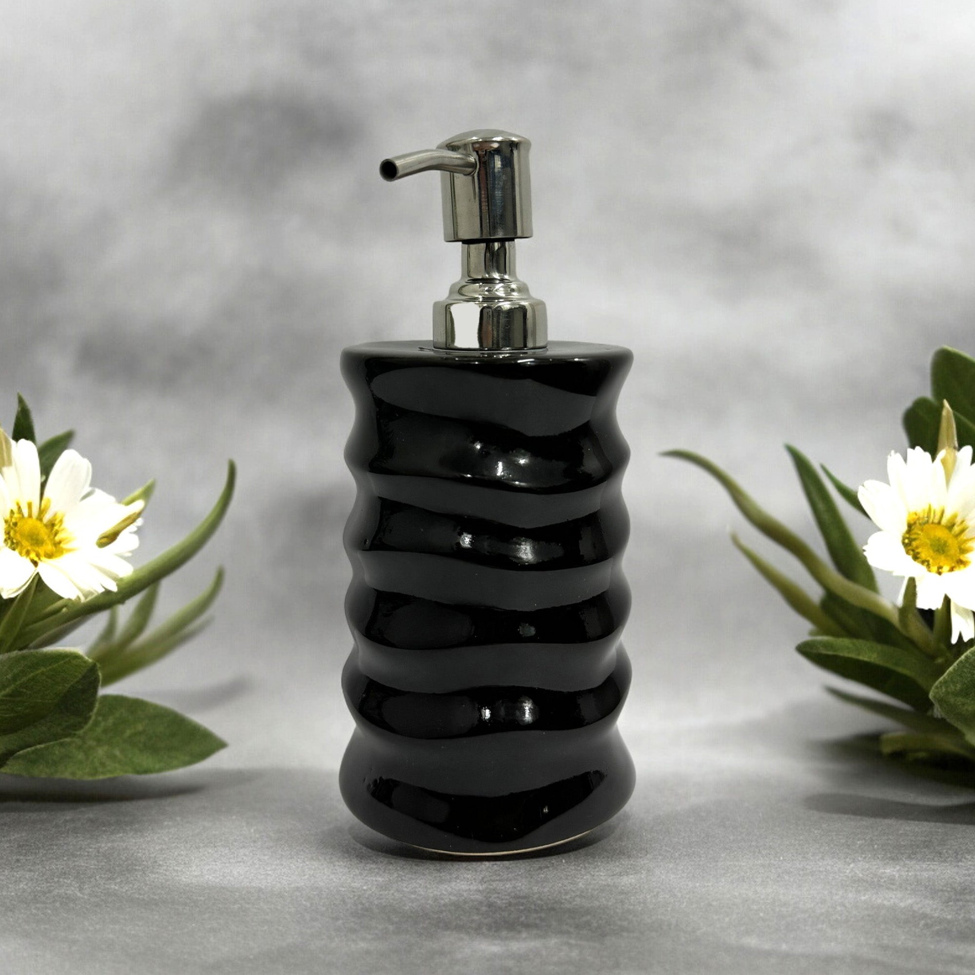 Refillable Ceramic Black Hand Soap Dispenser with Pump