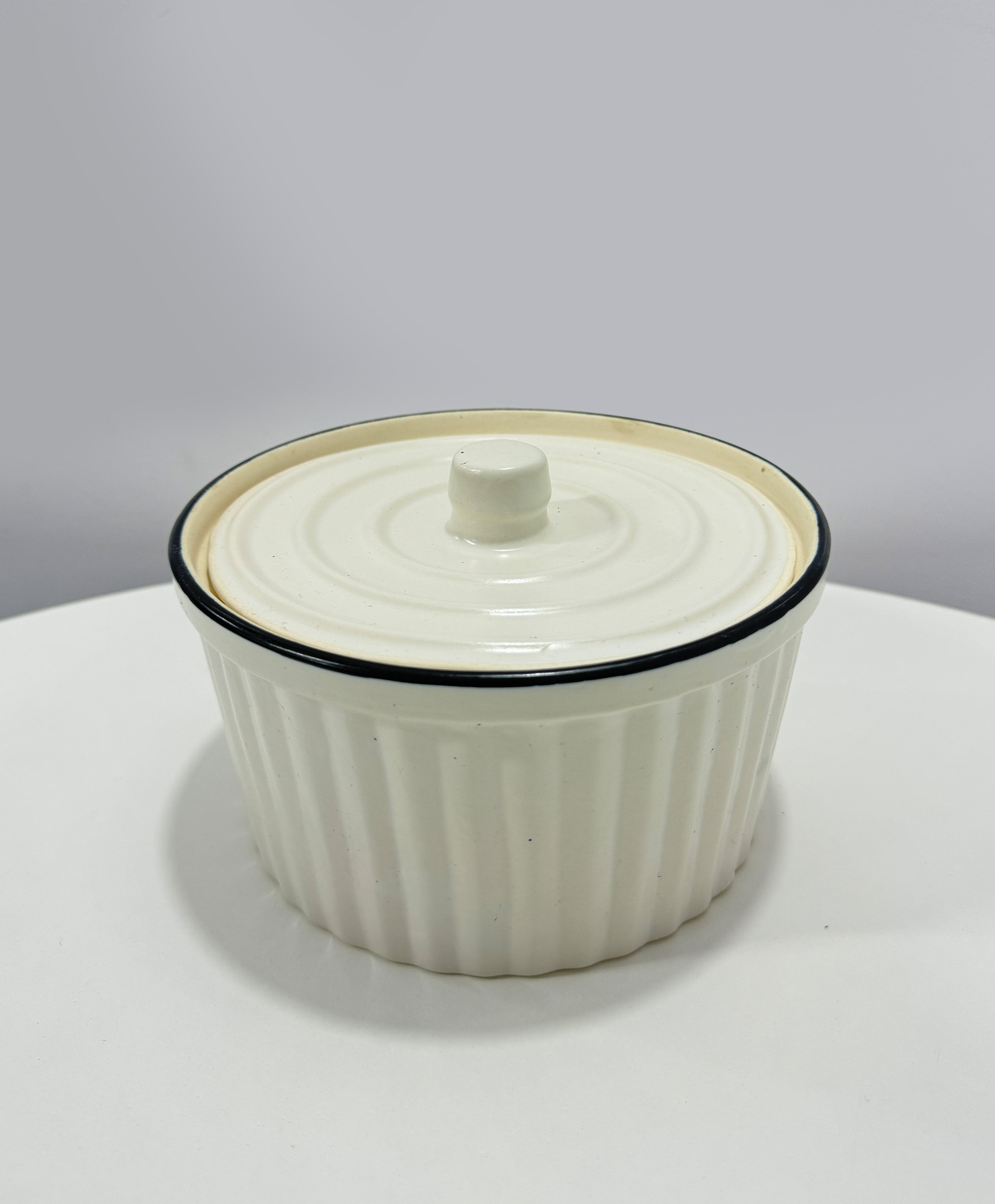 Ceramic White Kitchen Bowl with Wooden Stand