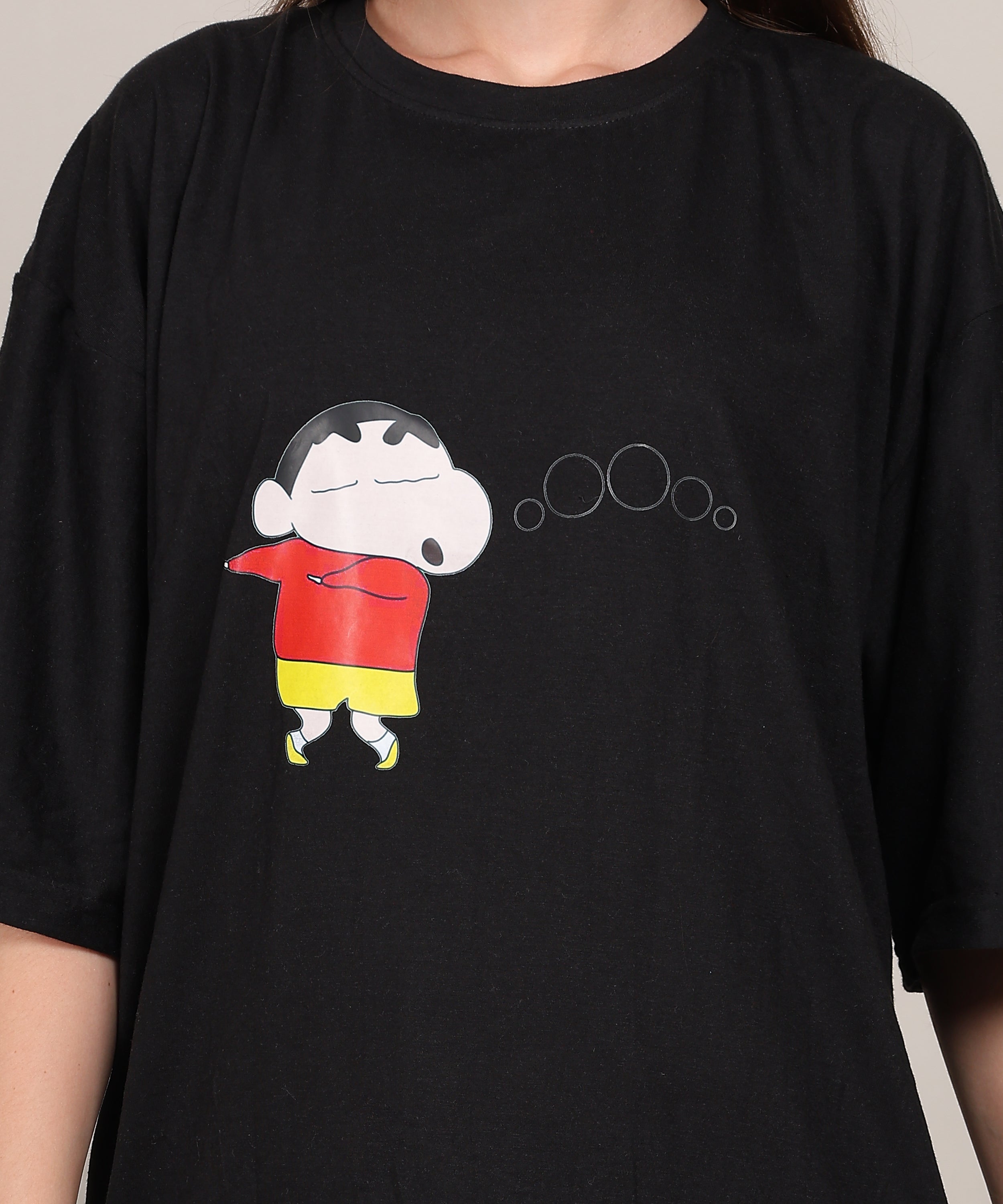 Black Cotton Half Sleeve Oversized T-Shirt – Premium, Soft Fabric, Ideal for Daily Use