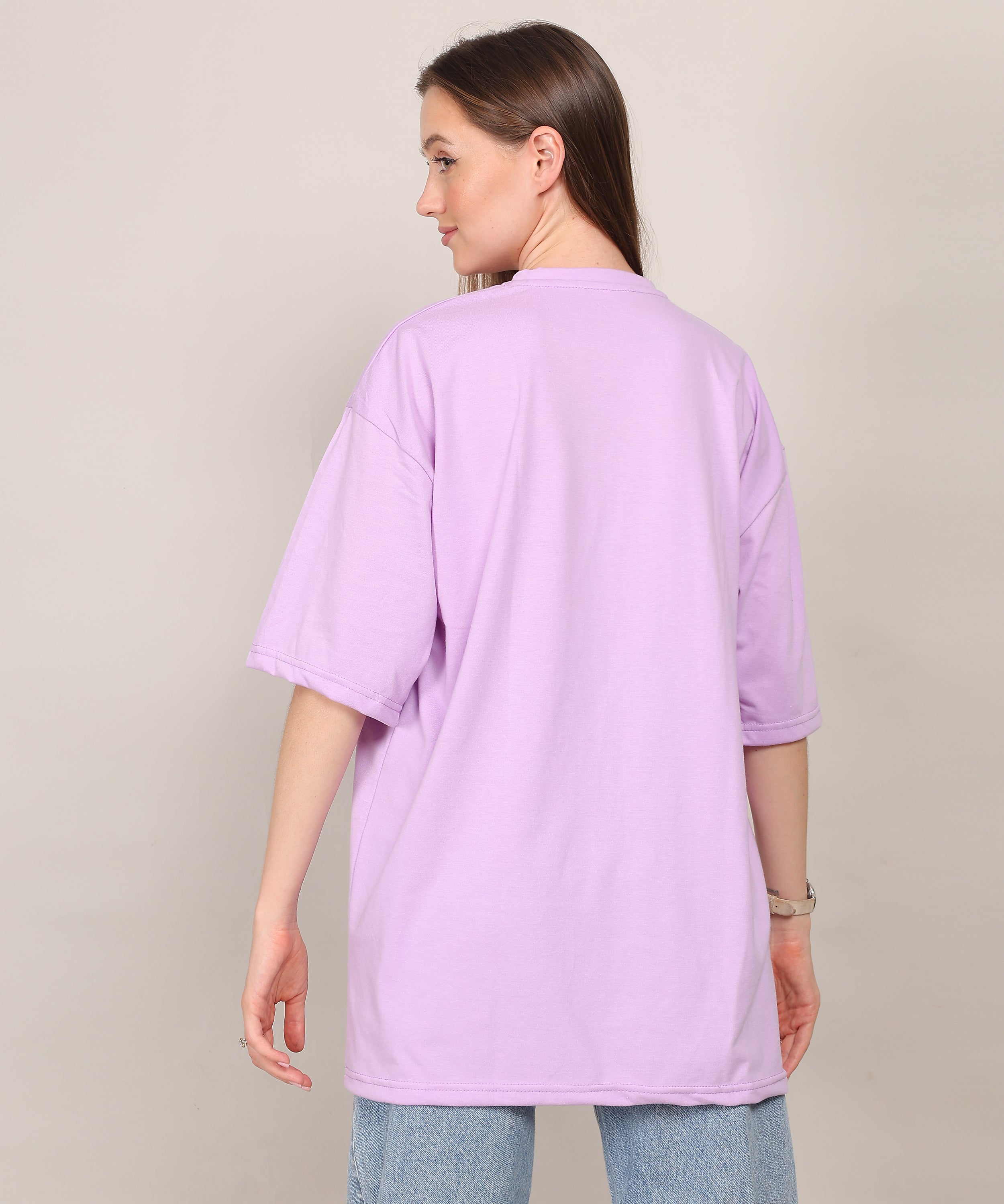 Purple Cotton Half Sleeve Oversized T-Shirt – Plain, Casual Fit, Ideal for Summer