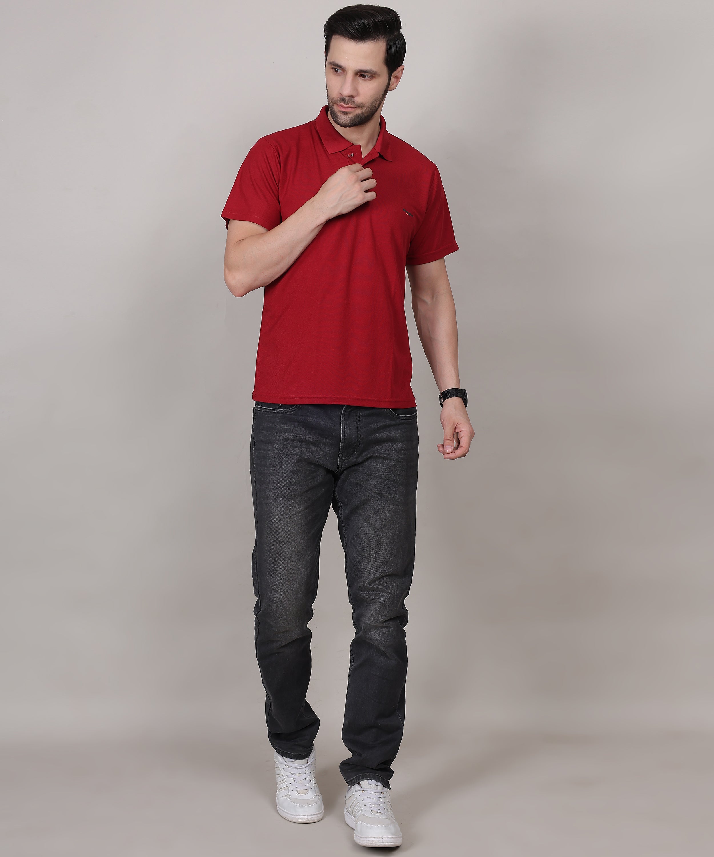 Classic Maroon Polo T-Shirt for Men – Collar Neck, Regular Fit