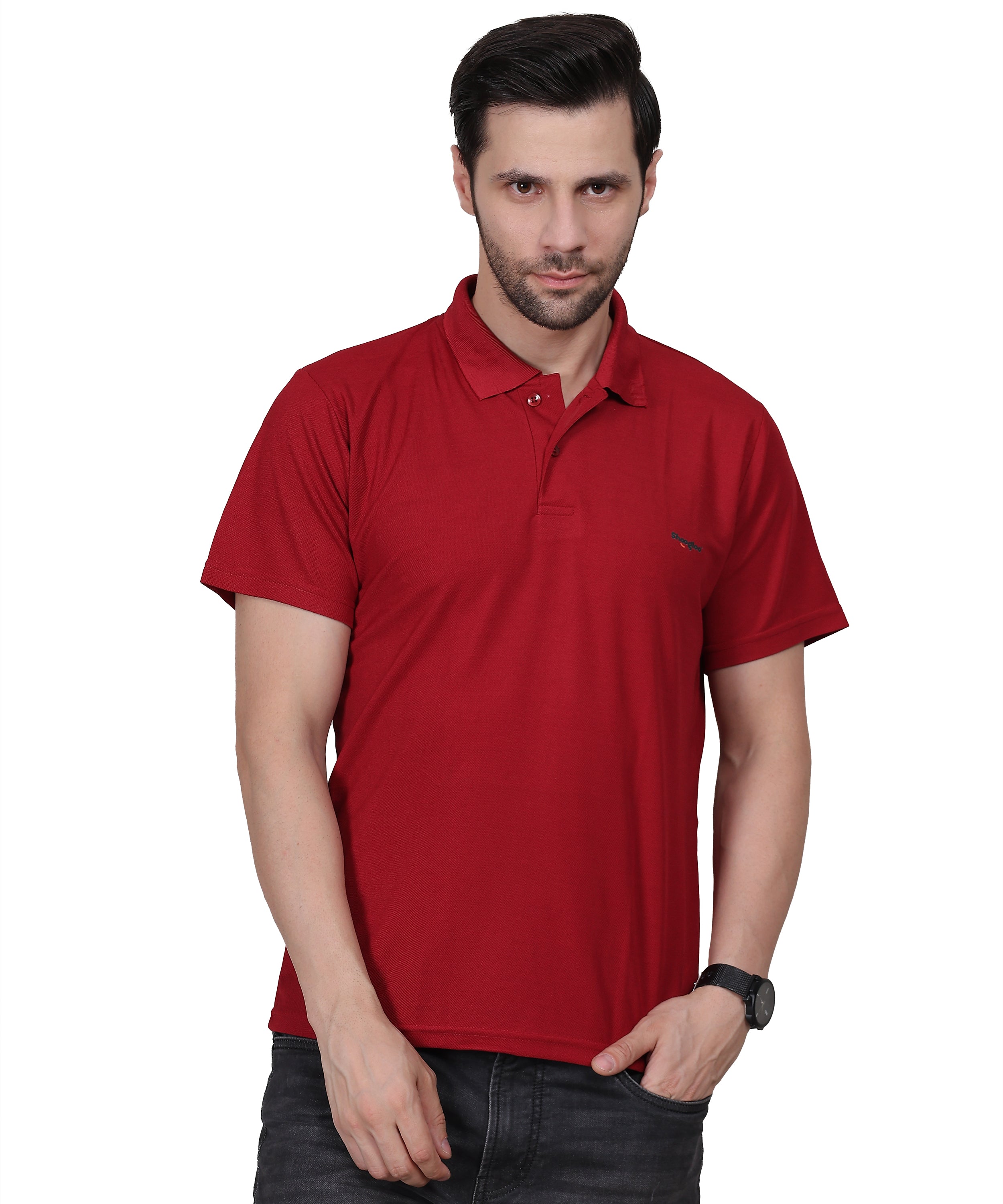 Classic Maroon Polo T-Shirt for Men – Collar Neck, Regular Fit