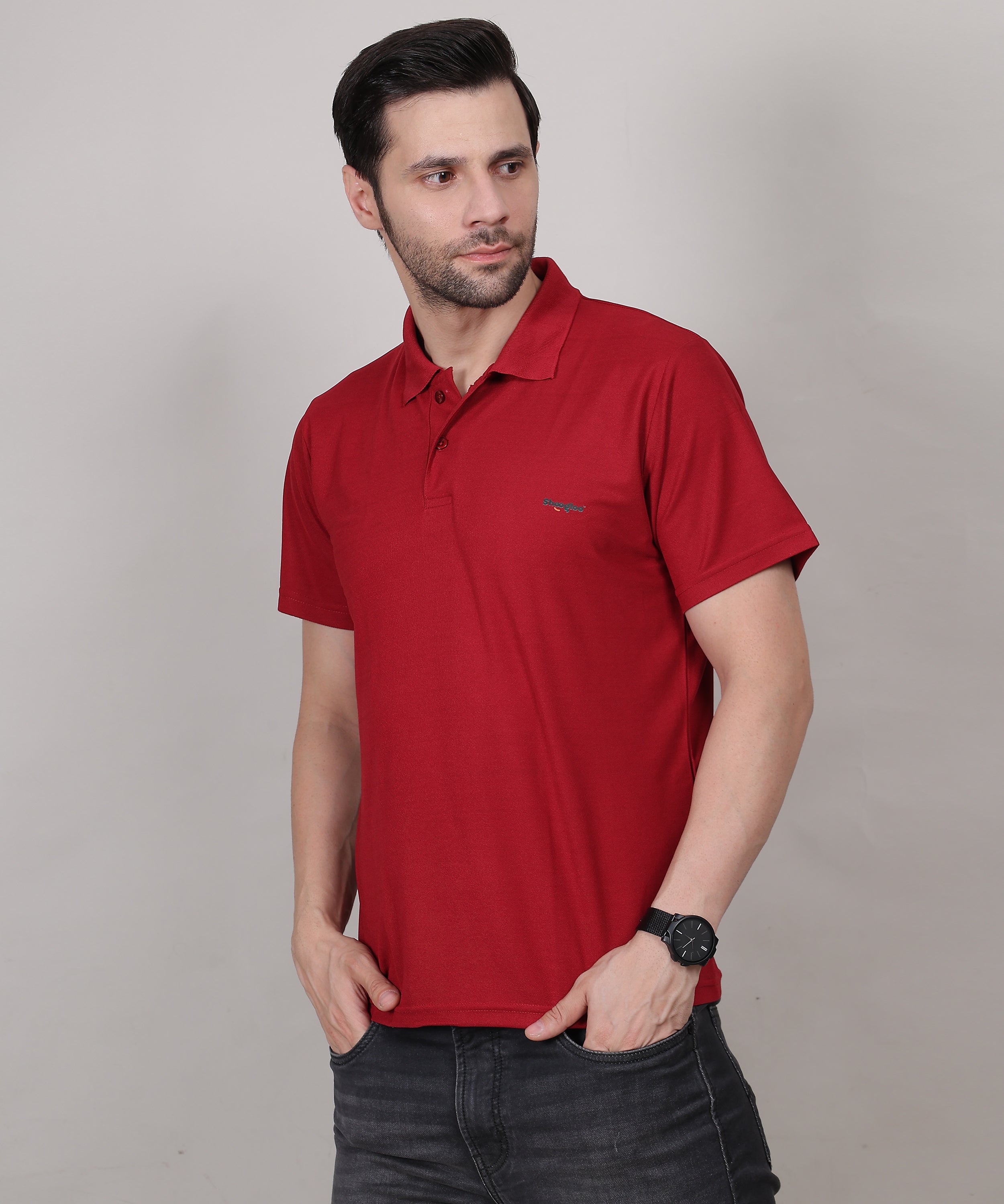 Classic Maroon Polo T-Shirt for Men – Collar Neck, Regular Fit