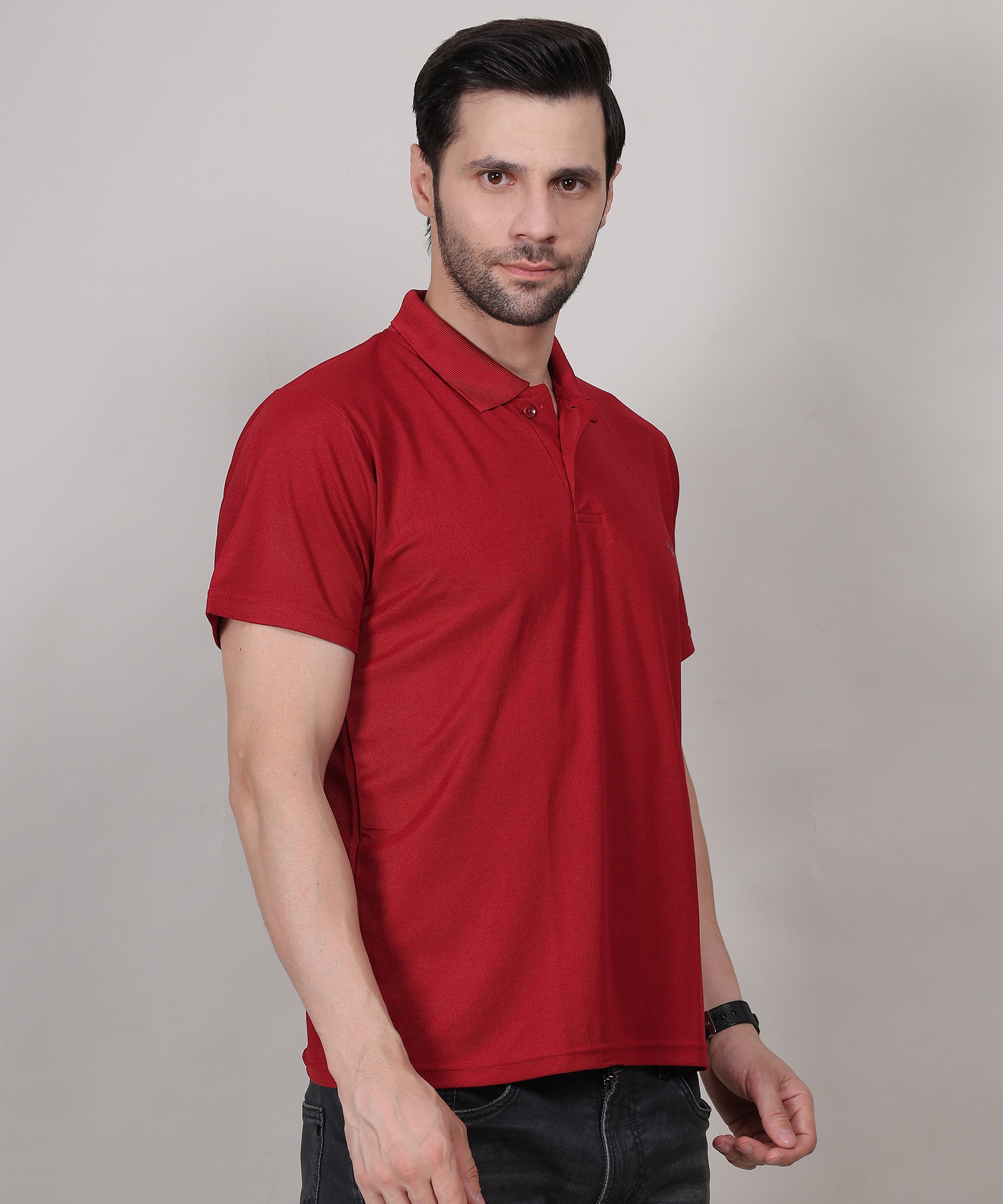 Classic Maroon Polo T-Shirt for Men – Collar Neck, Regular Fit