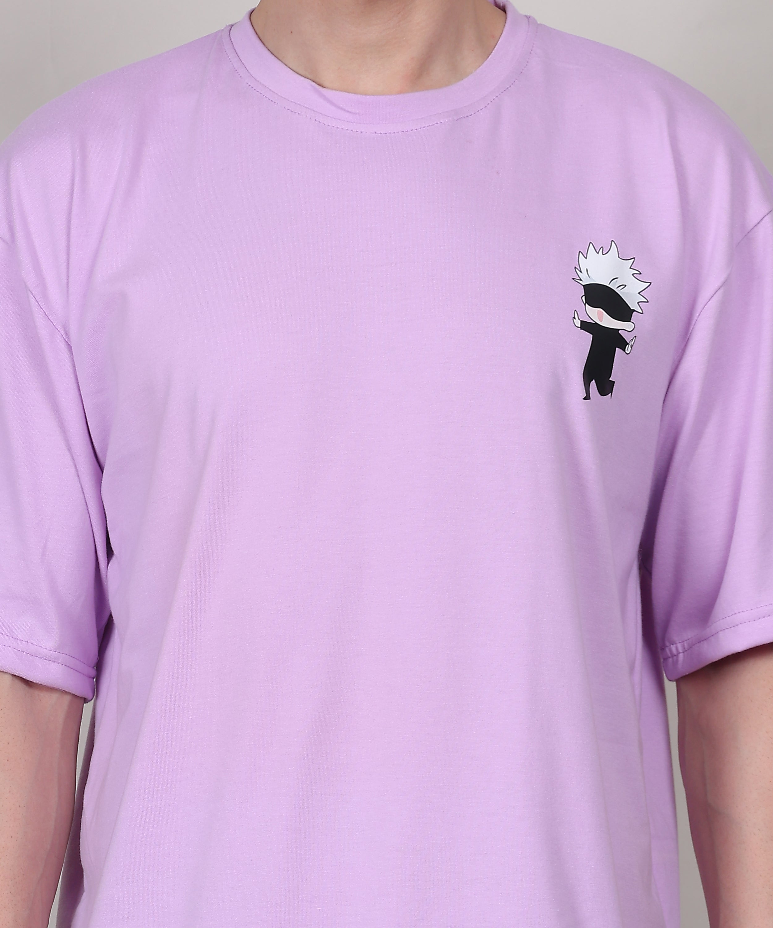 Purple Cotton Oversized T-Shirt for Men – Half Sleeve, Lightweight, Graphic Back Print