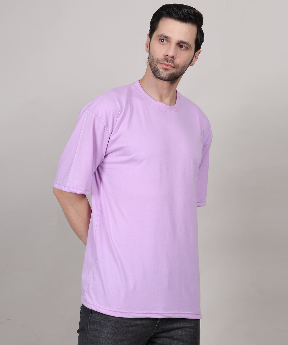Casual Oversized T-Shirt for Men – Purple Cotton, Half Sleeves, Summer Essential