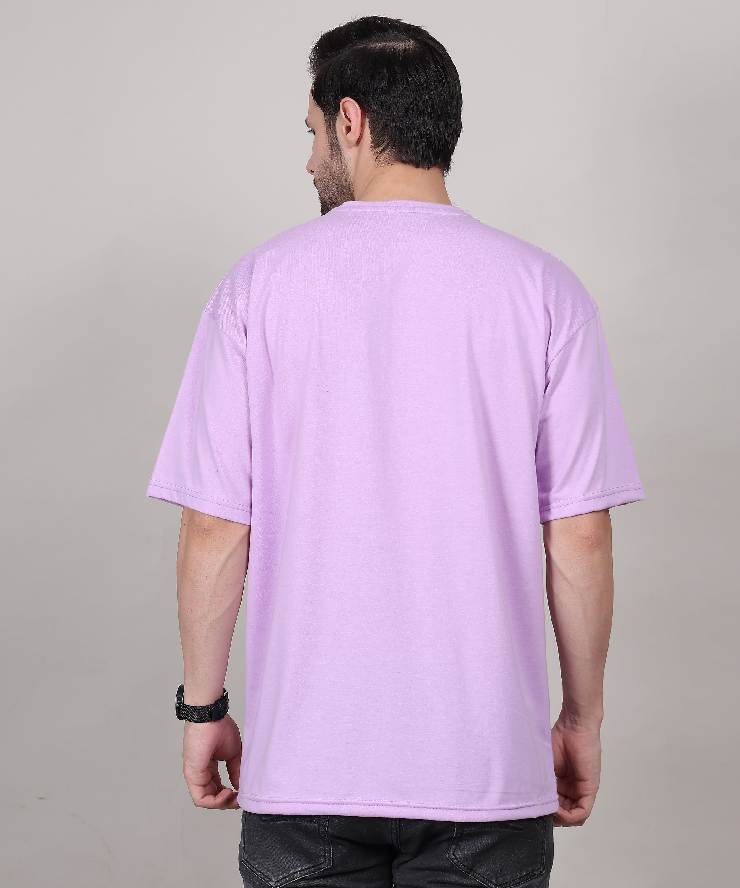 Purple Cotton Oversized T-Shirt for Men – Half Sleeve, Lightweight, Graphic Front Print