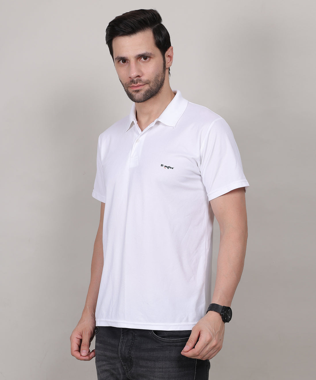 White Premium Cotton Polo T-Shirt – Regular Fit for Men, Classic Collar Design