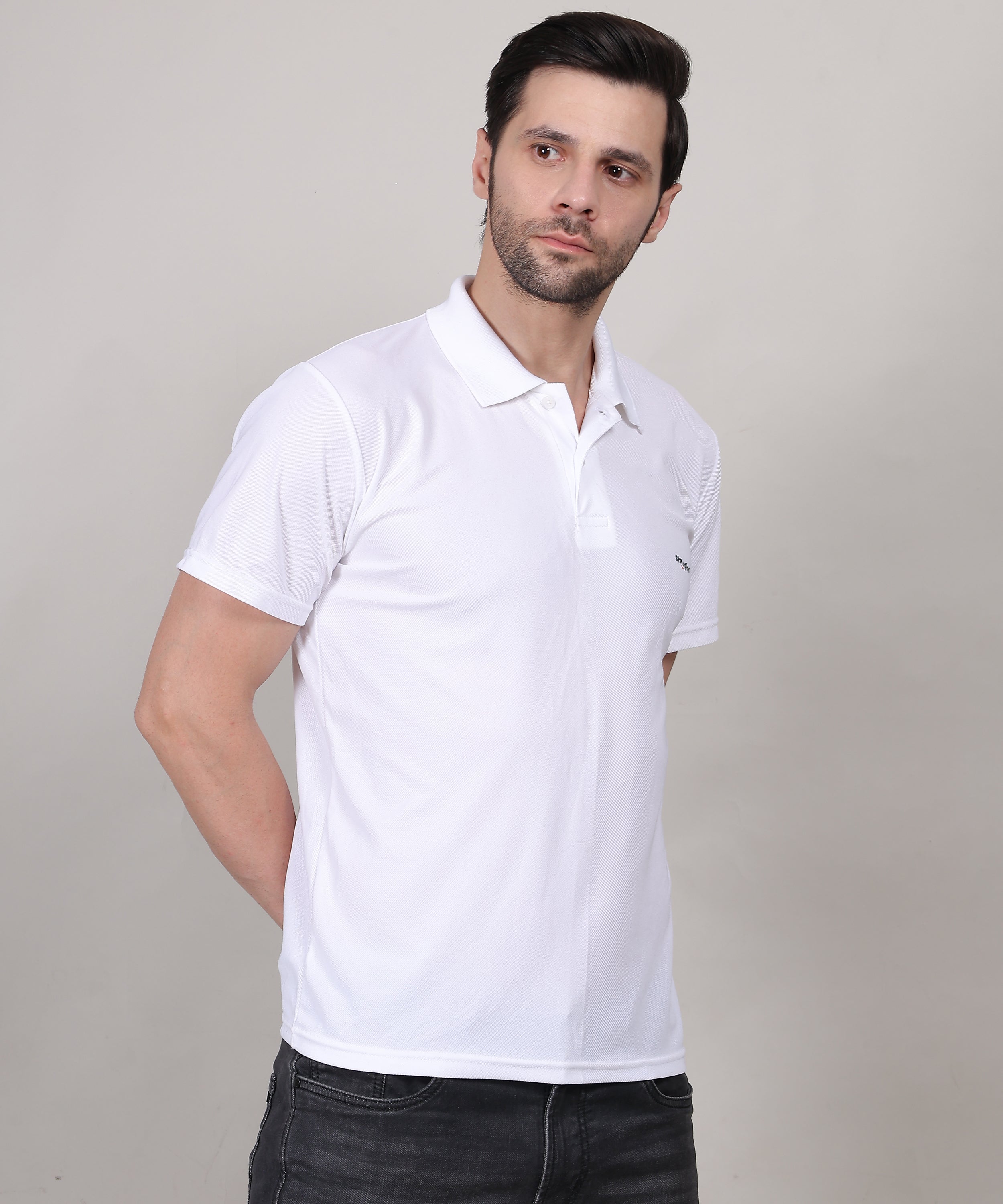 White Premium Cotton Polo T-Shirt – Regular Fit for Men, Classic Collar Design