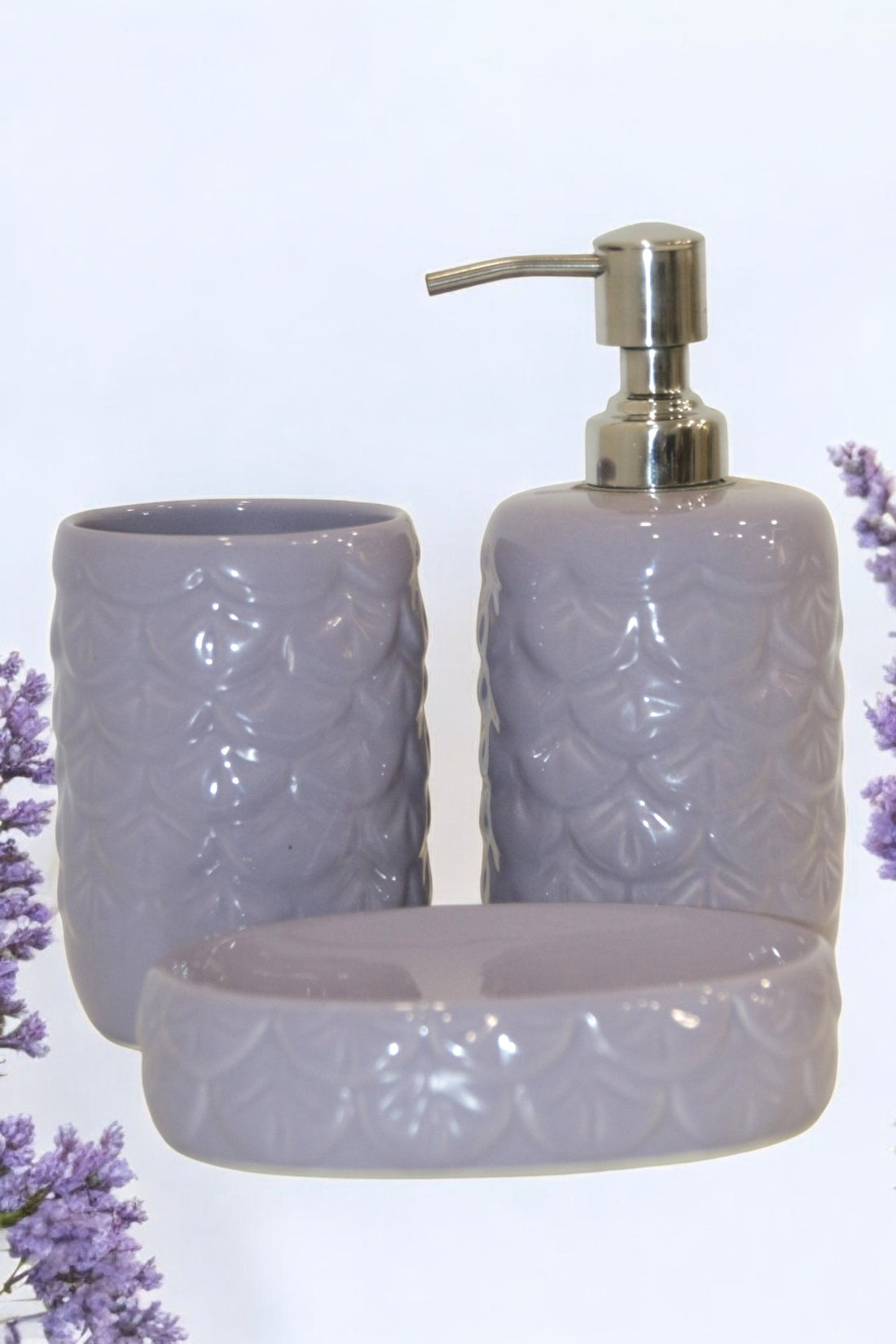 Charming Lavender Ceramic Bath Set of 3
