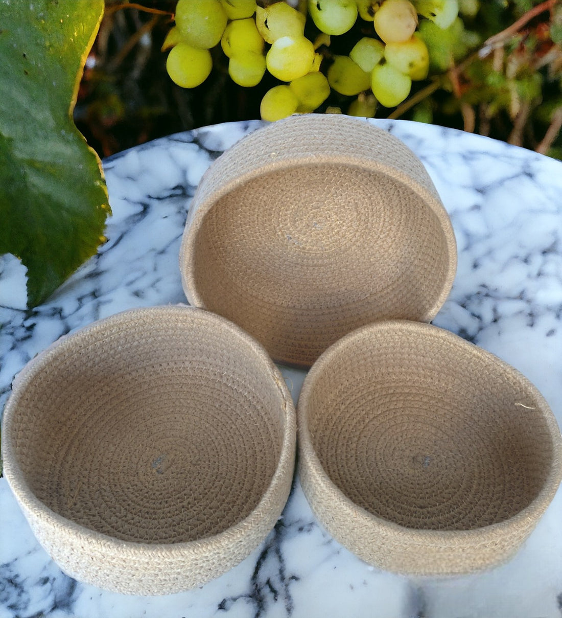 Rope Storage Natural Handwoven Jute Shelf Beige Baskets-Set of 3