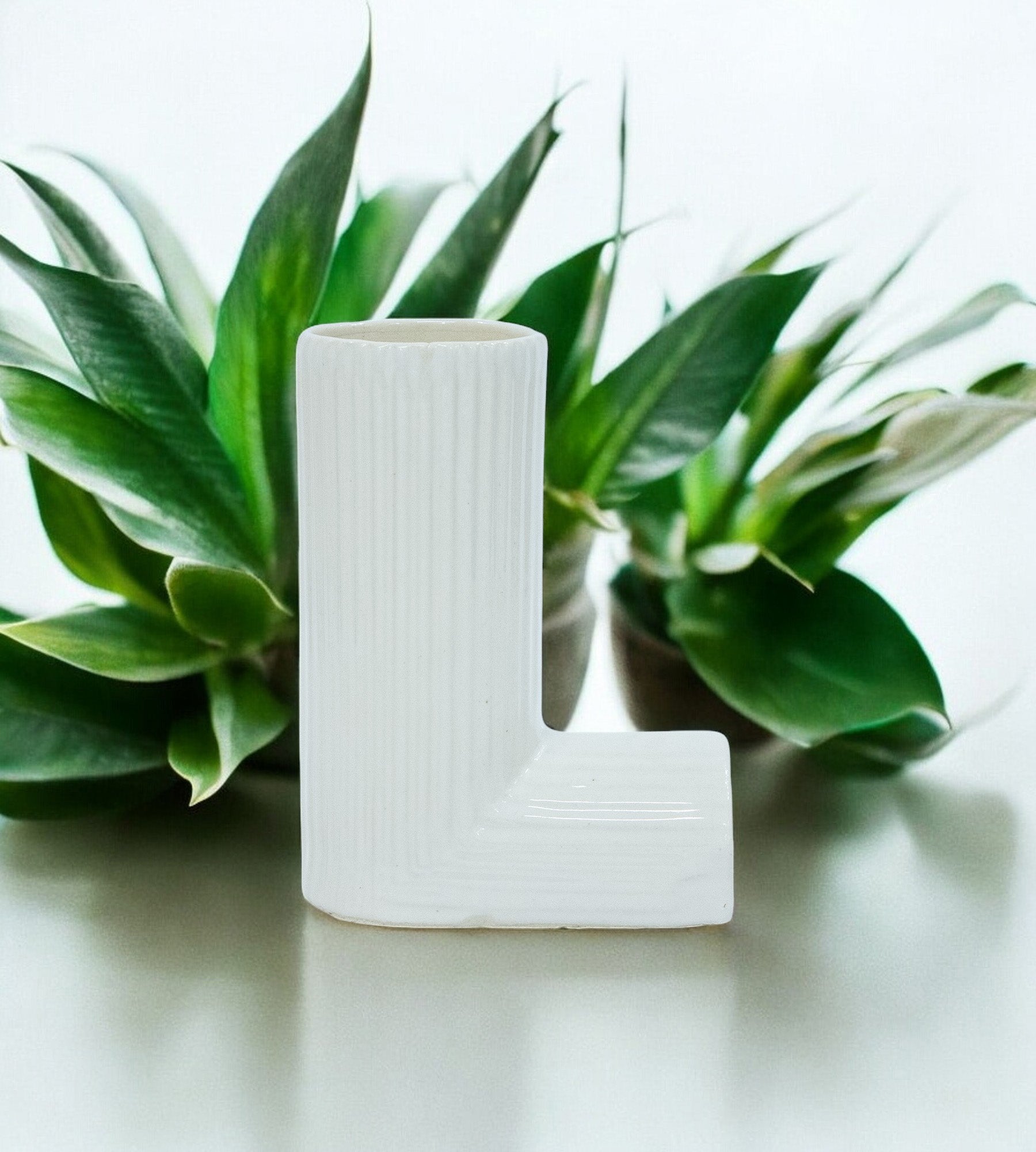 White Ceramic Love Modern Vase - Set of 4