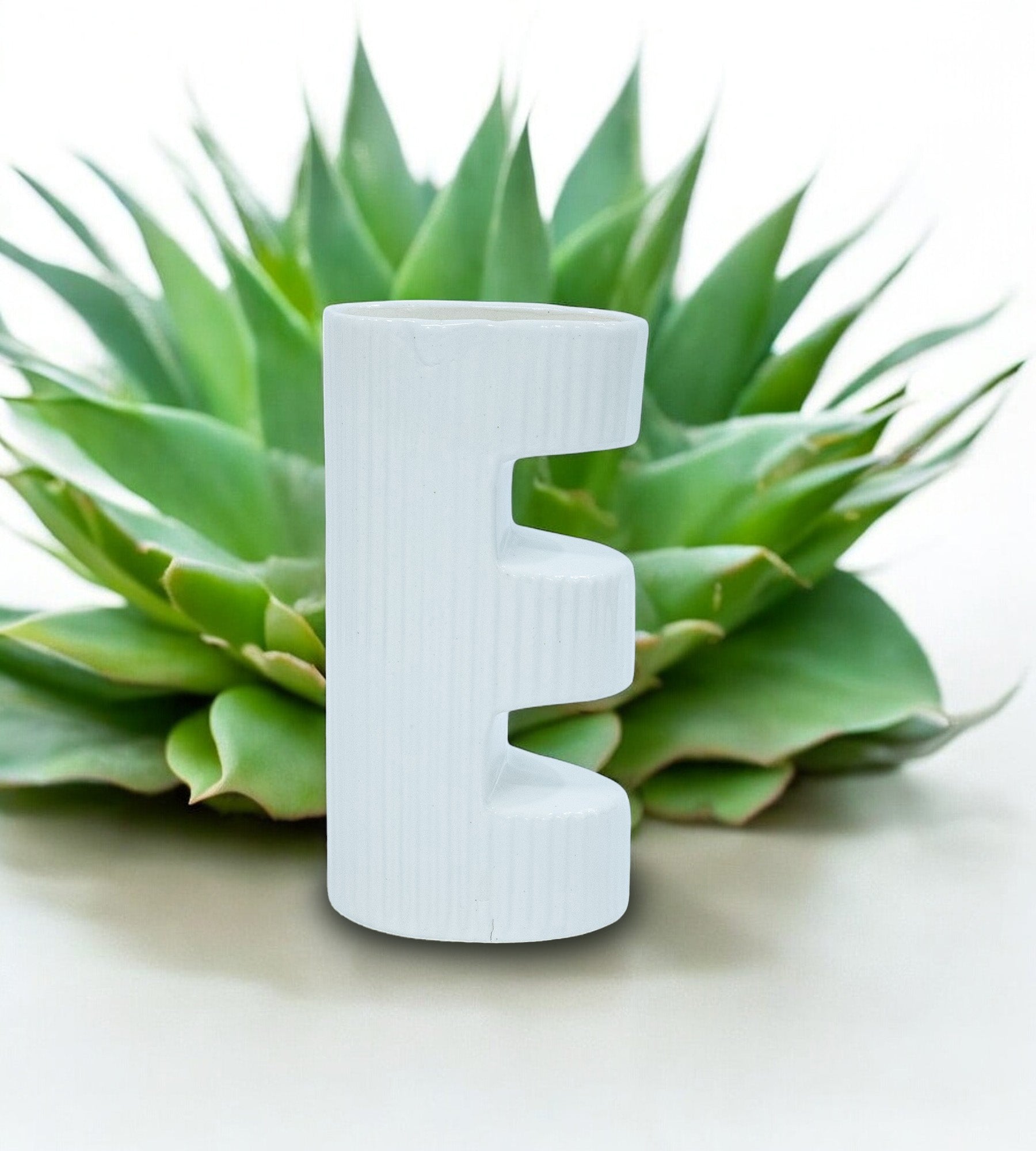 White Ceramic Love Modern Vase - Set of 4