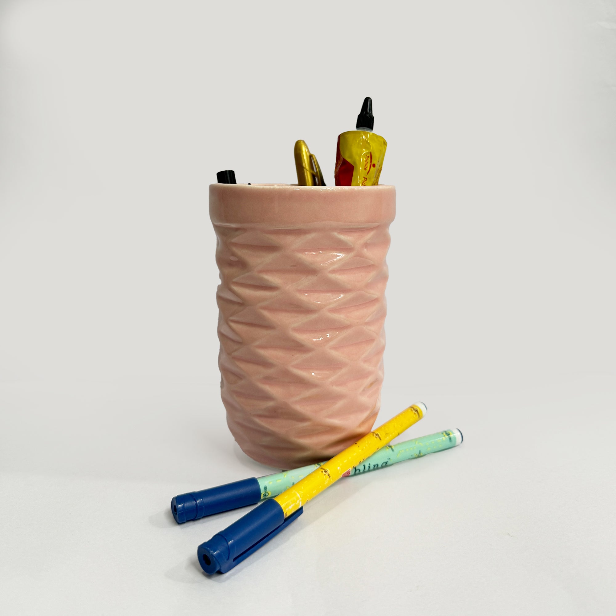Stylish Pink Ceramic Multipurpose Toothbrush Holder Stand