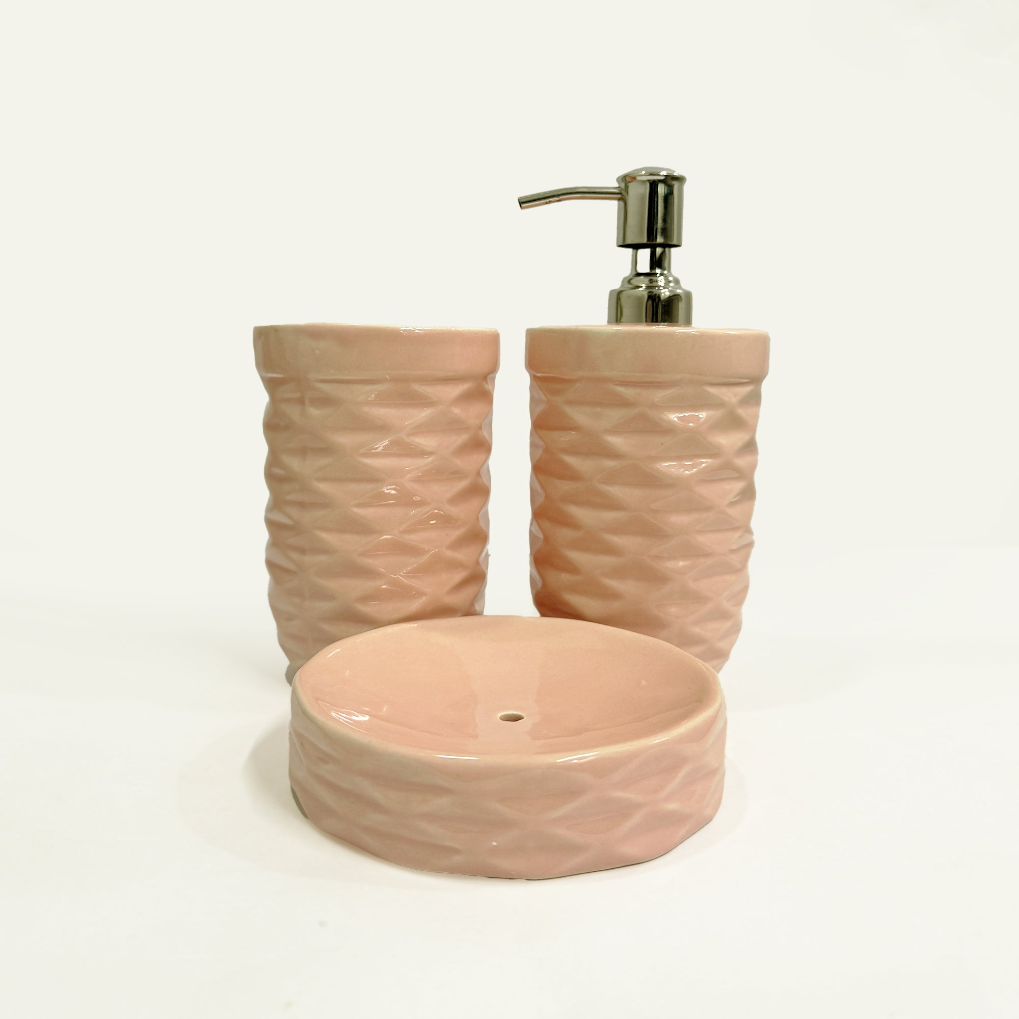 Stylish Pink Ceramic Bath Set of 3
