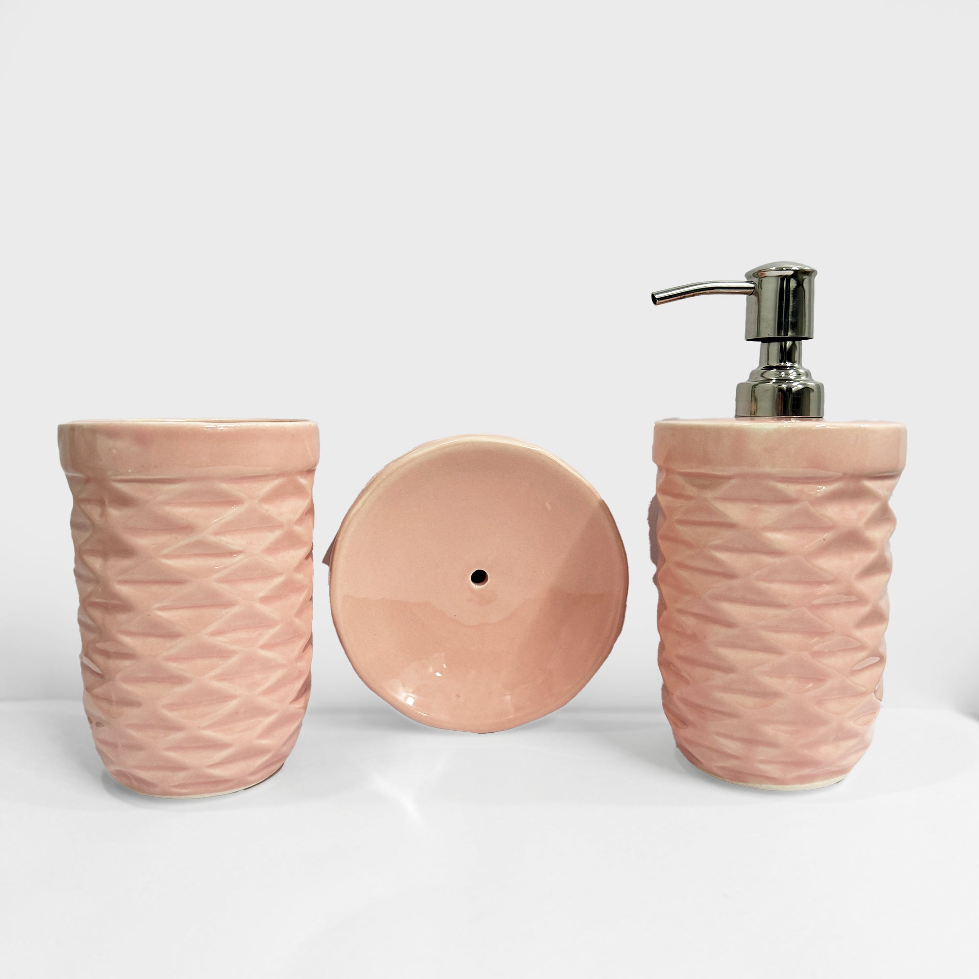Stylish Pink Ceramic Bath Set of 3