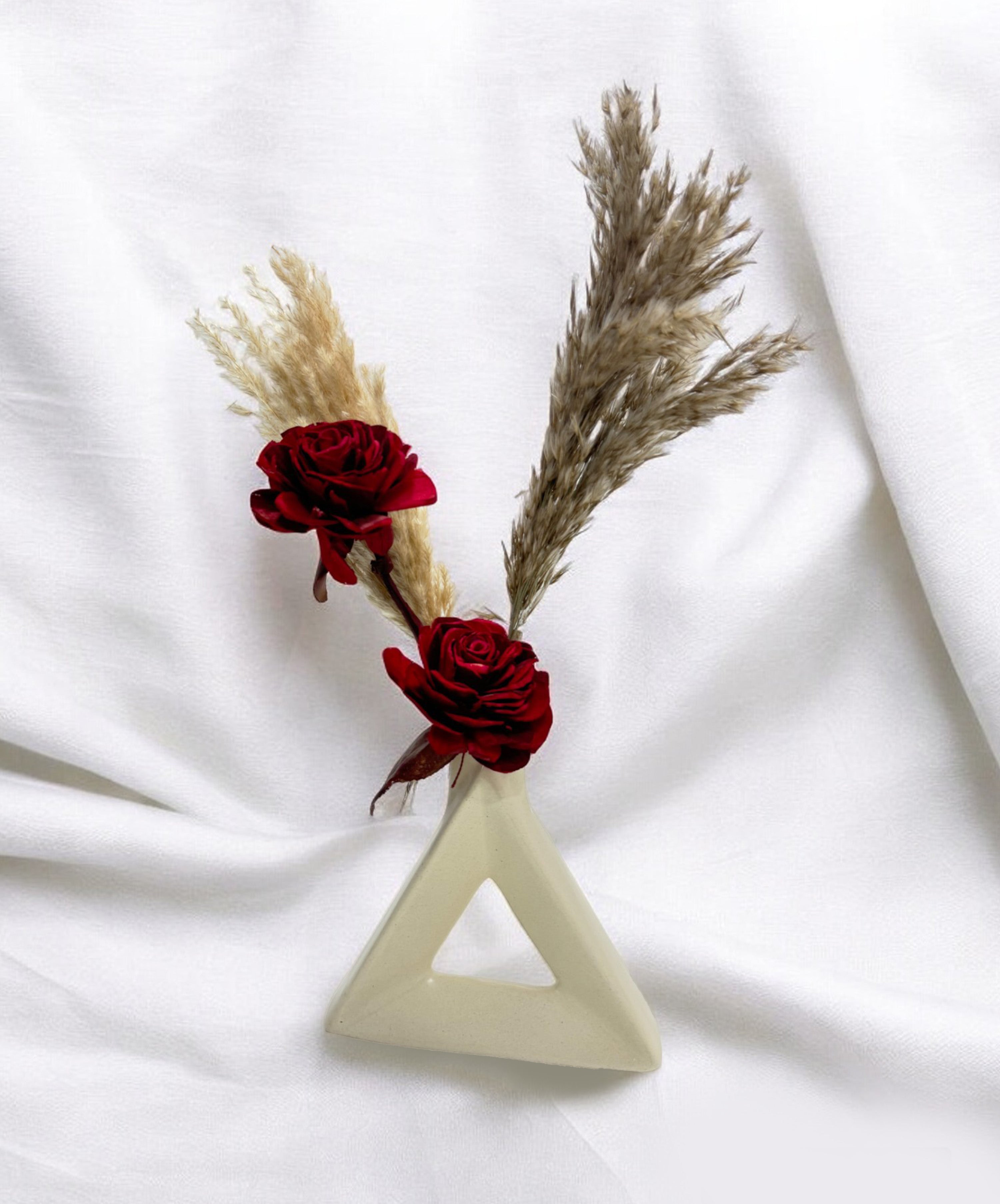 White Ceramic Celestial Symphony Vase for Home Décor