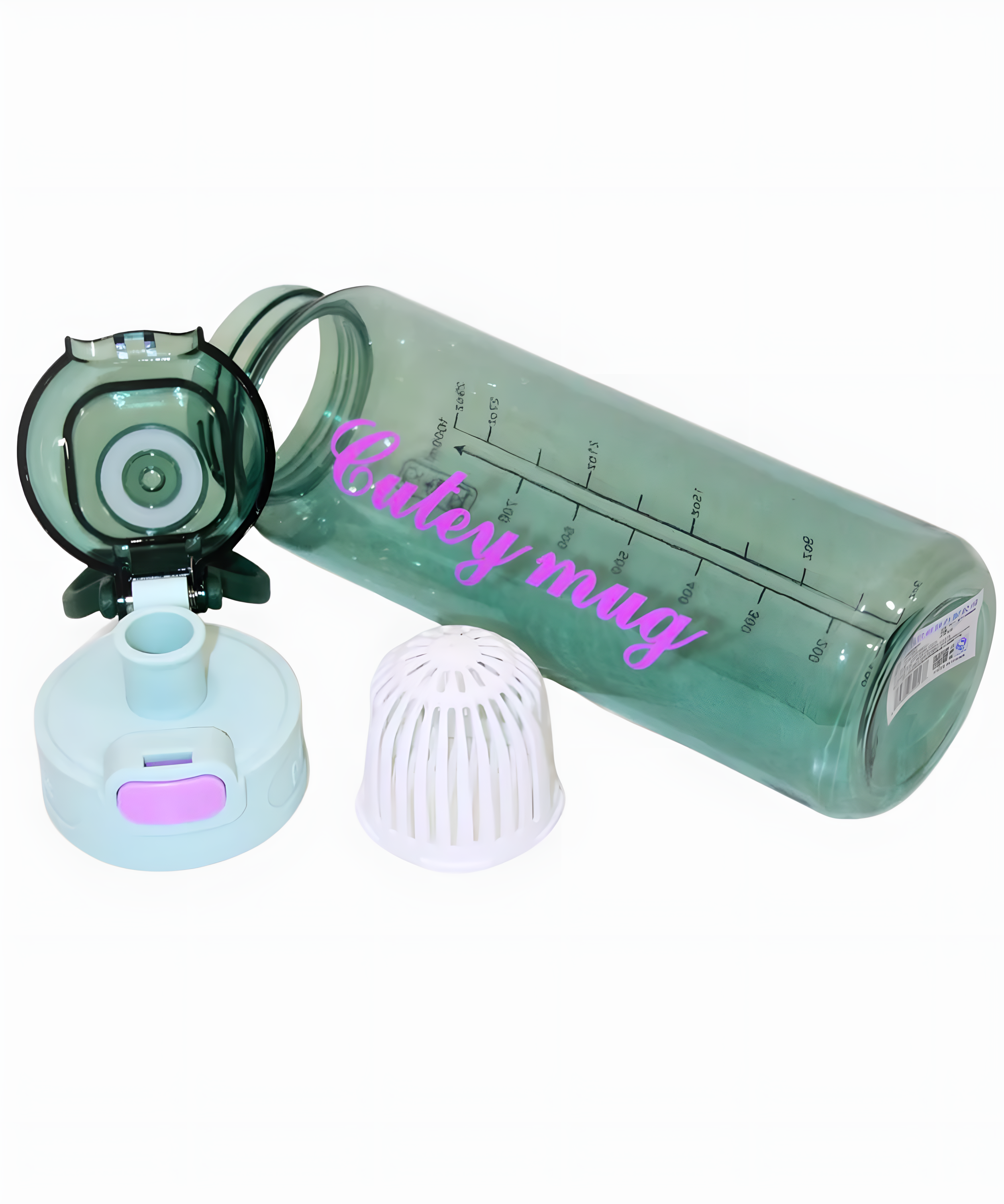 Classic Transparent Green Alkaline Water Bottle with Filter Mesh for Summer