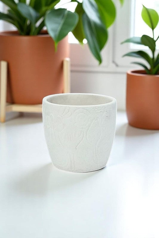 White Ceramic Pot – Unique Intricate Design for Your Home