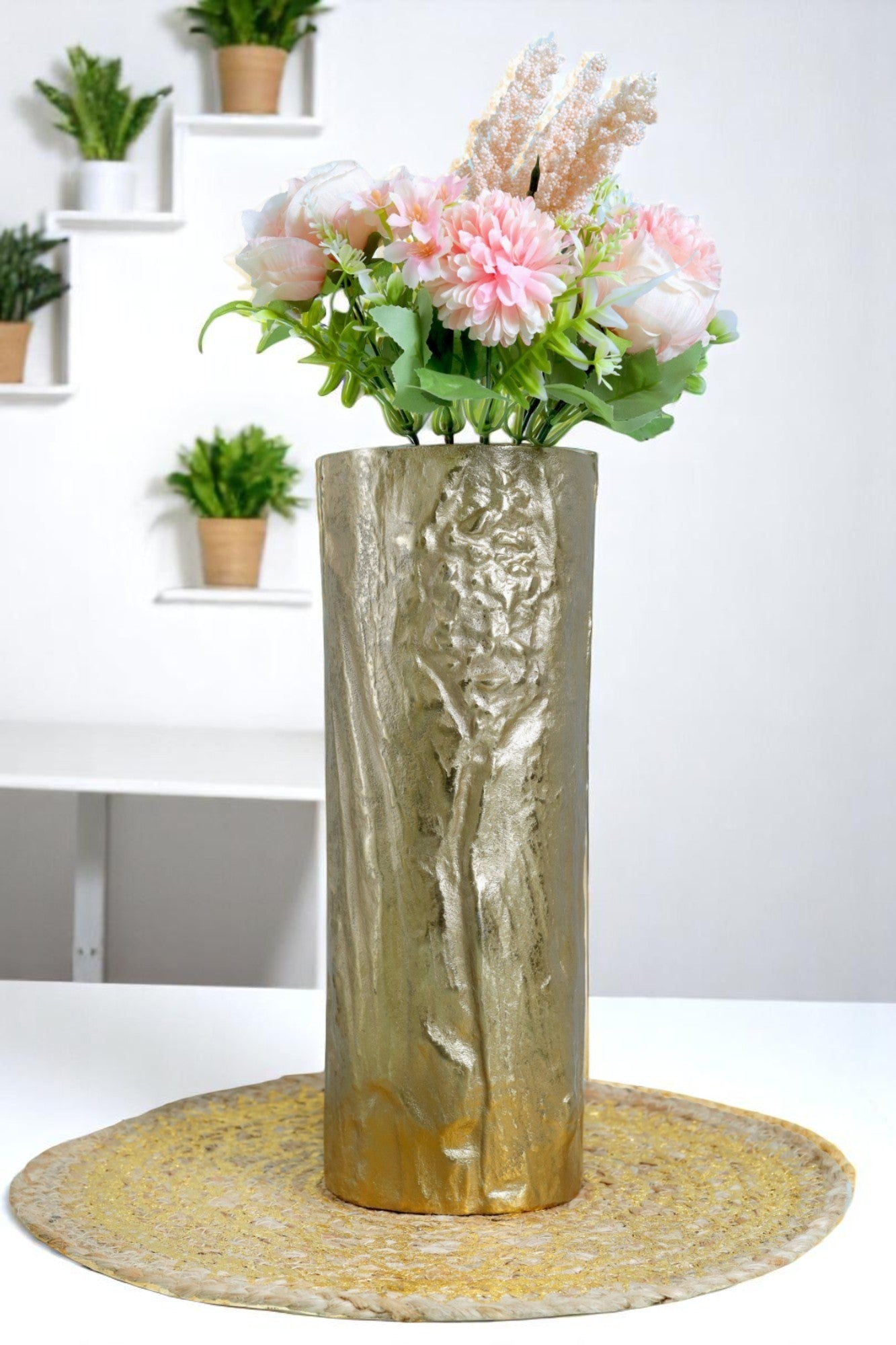 Shimmering Elegance Aluminum Golden Vase