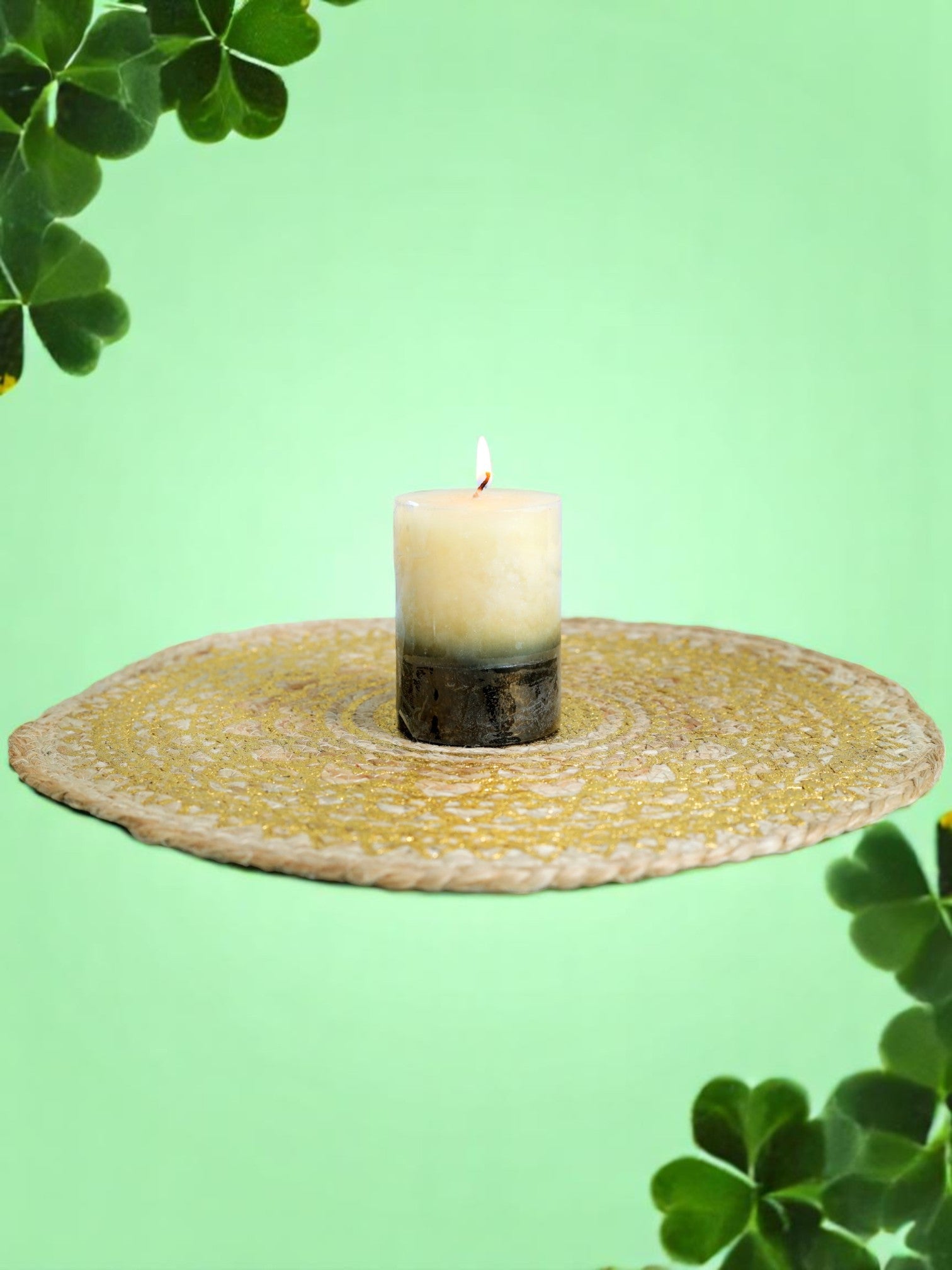 Golden Harmony Circular Table Mats- Set Of 2