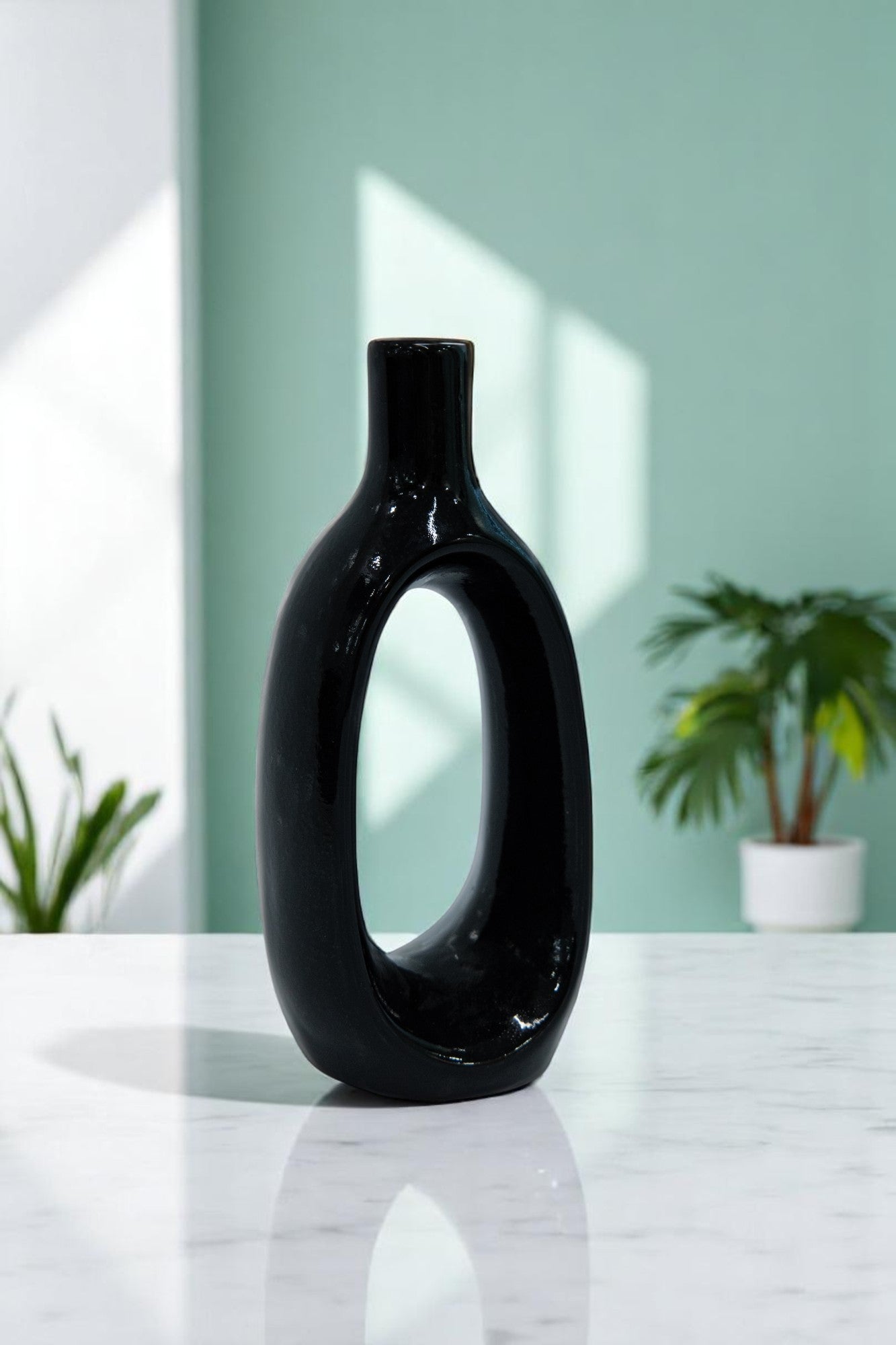 Classic Black Ceramic Decorative Flower Vase