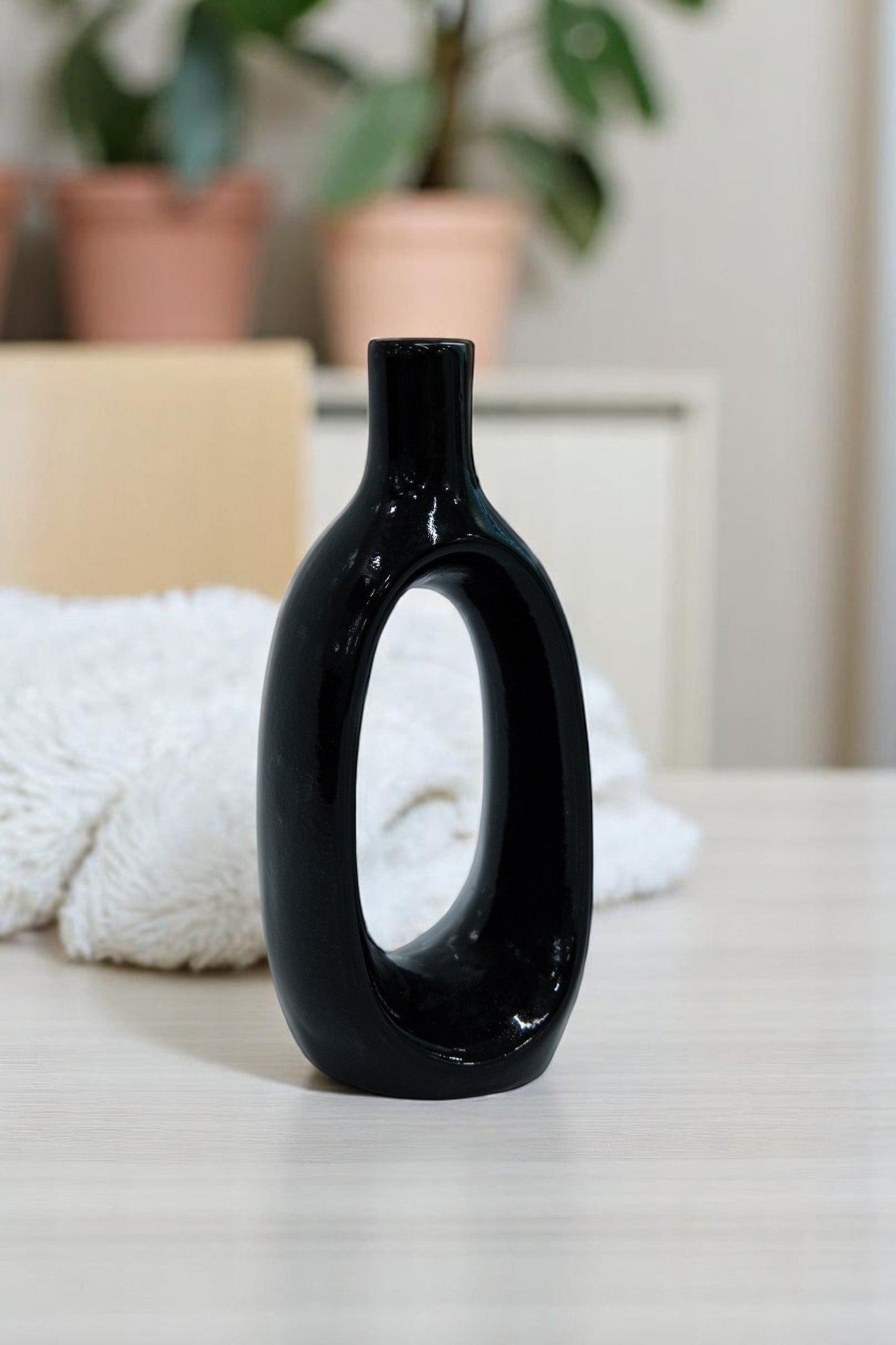 Classic Black Ceramic Decorative Flower Vase