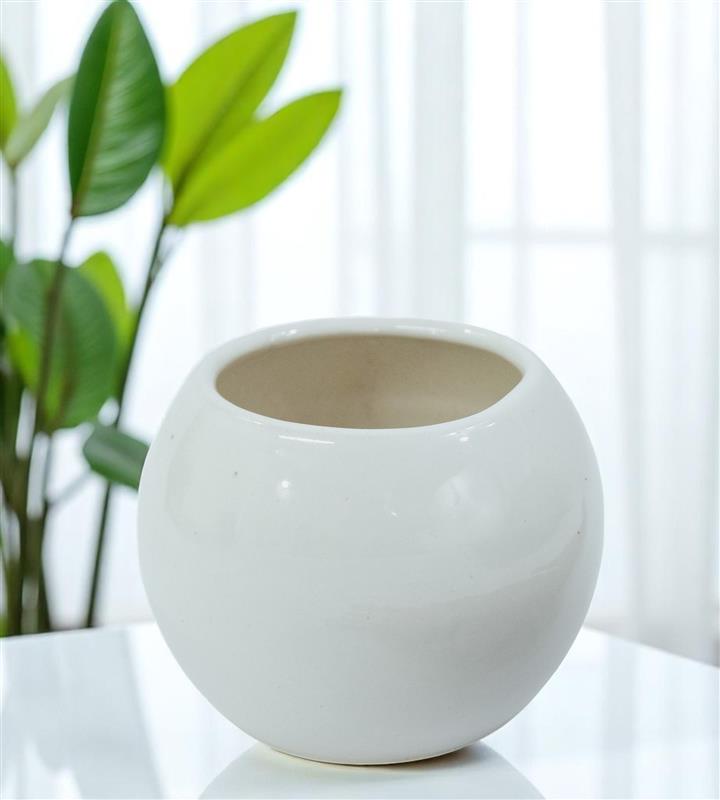 Elegant White Round Small Ceramic Pot